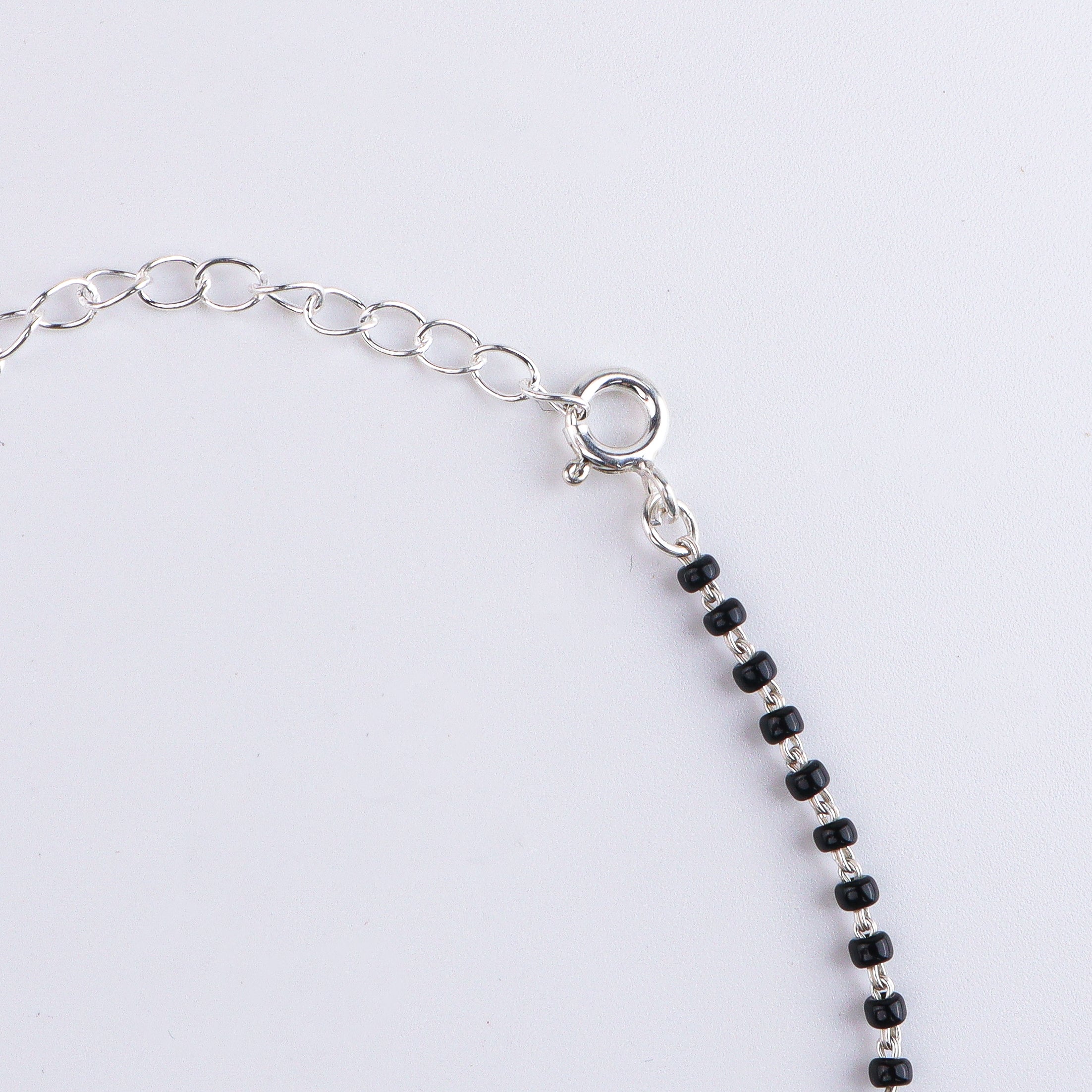 Green Onyx & Garnet Silver Mangalsutra Bracelet (Project Handmade)