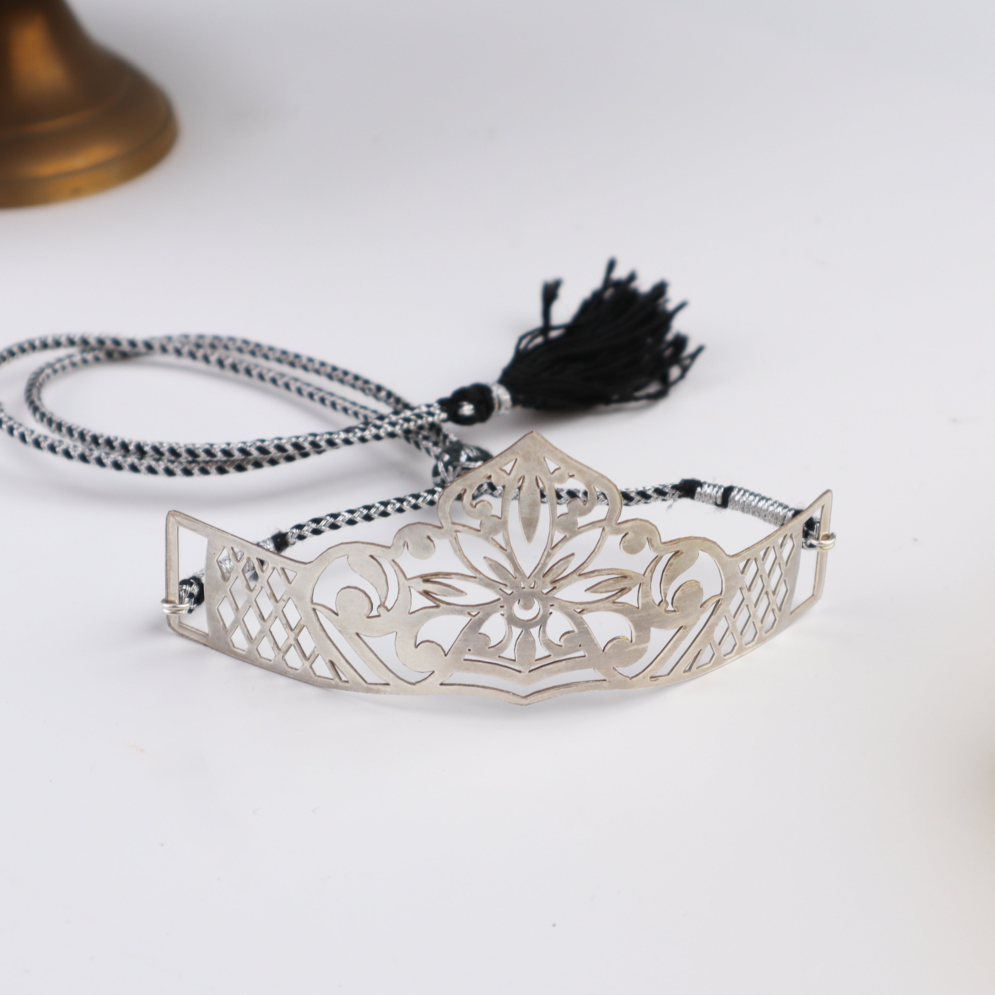 Silver Floral filigree Mukut