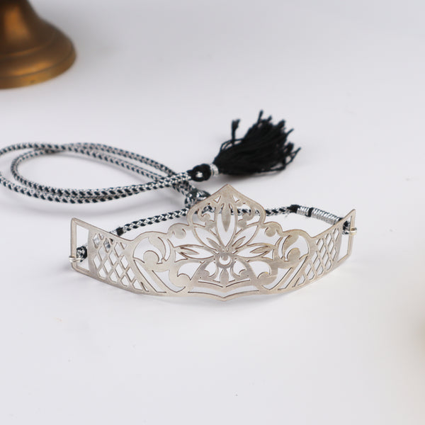 Silver Floral filigree Mukut