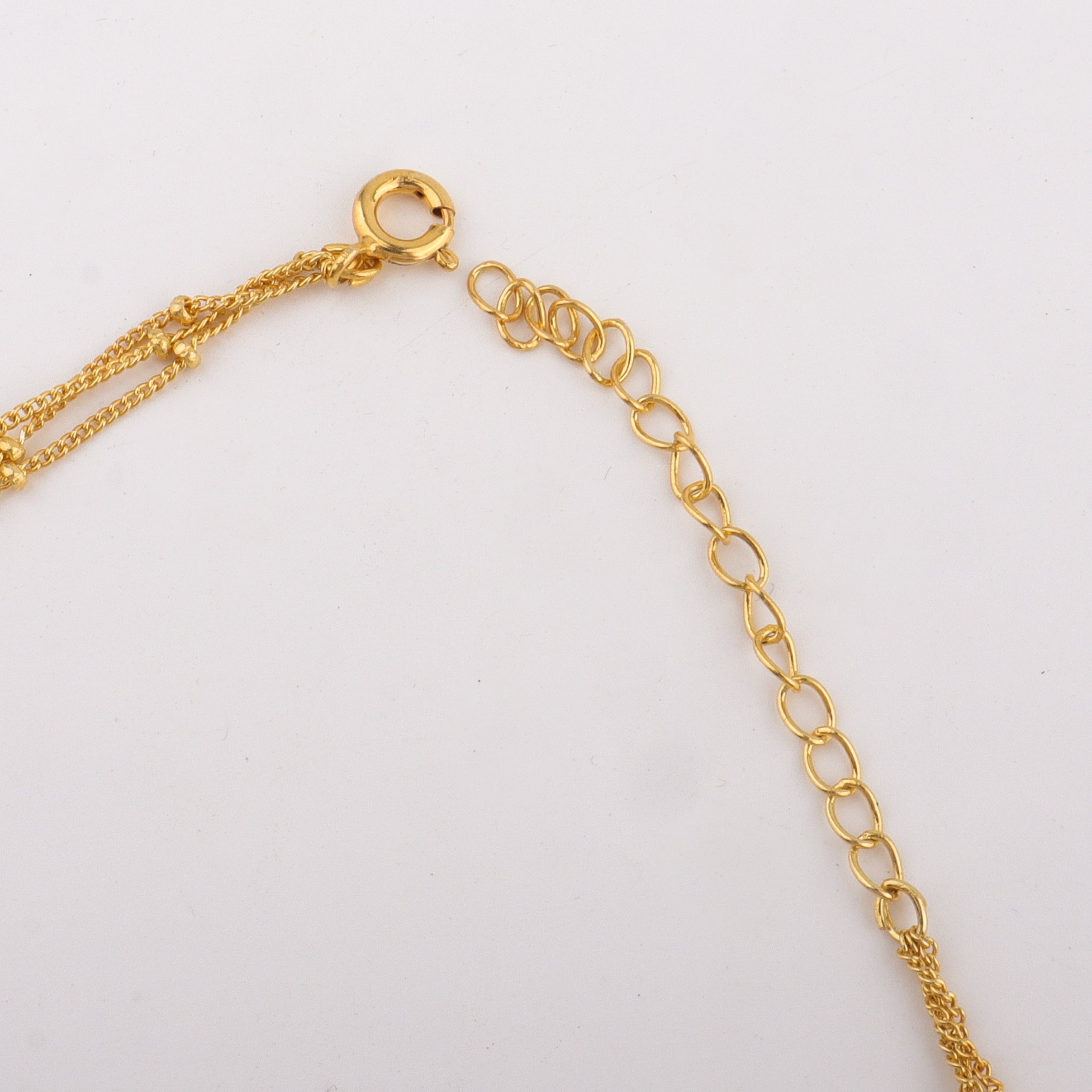 Gold plated 3 layer beaded chain necklace | 92.5 Silver | 22K Gold Plated