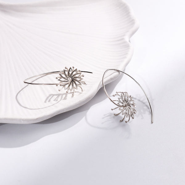 Bramhakamal Flower Earrings jewelry on white ceramic dish