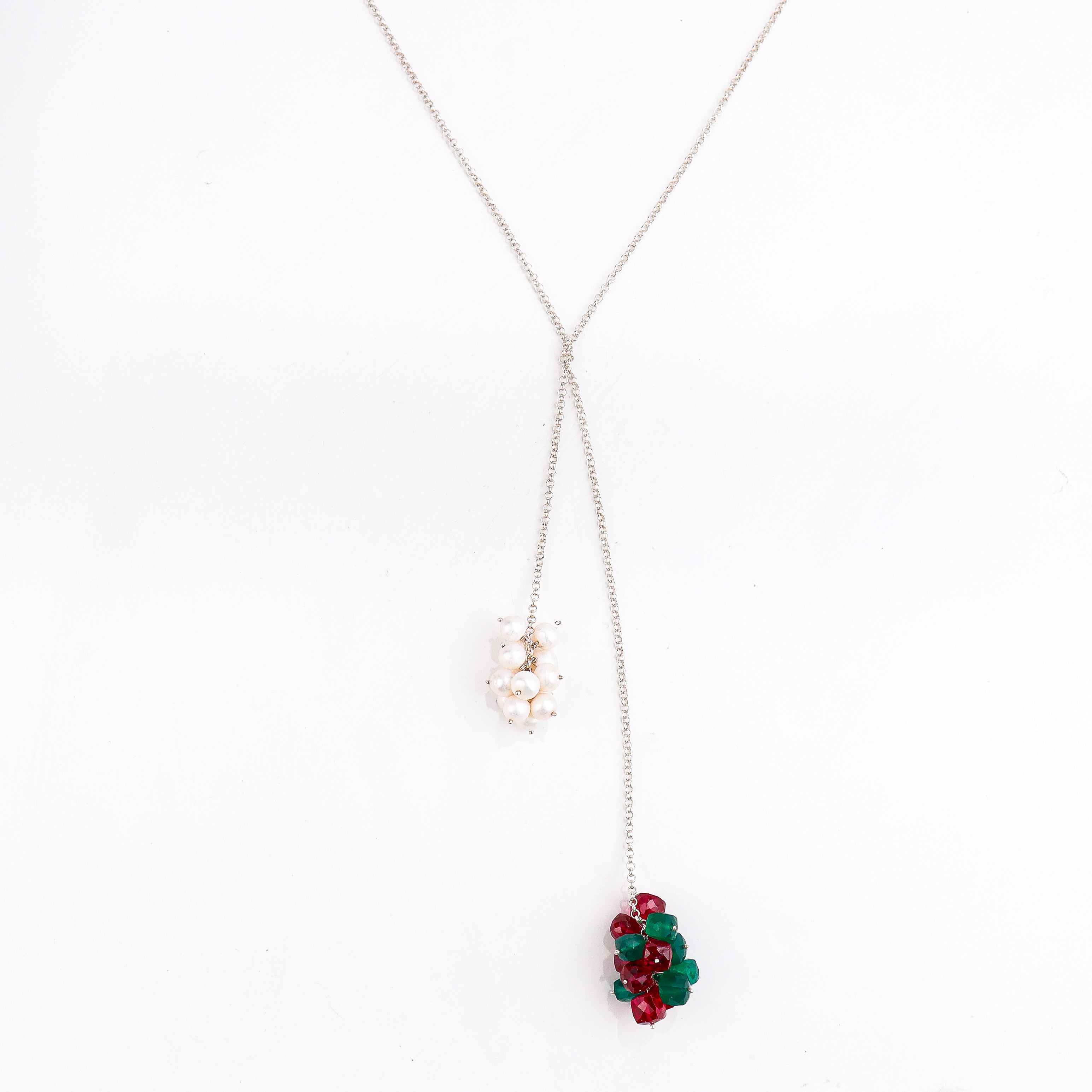 Tie and wear pearl stone necklace styled with saree and modern outfit