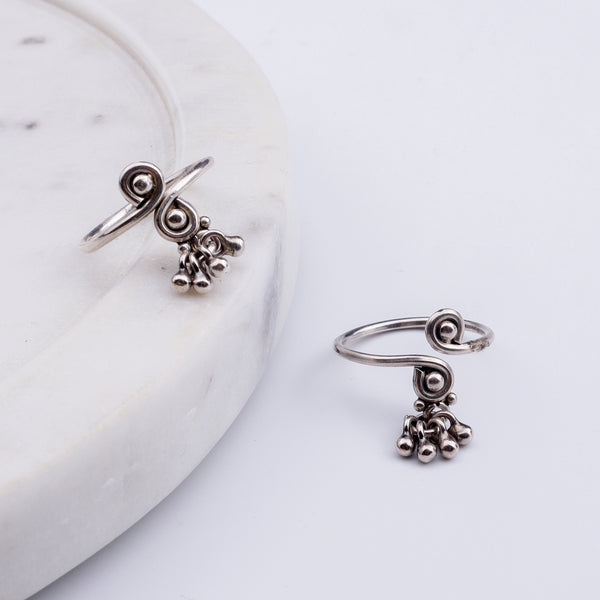Silver Shiny Ghungroo Toe Ring