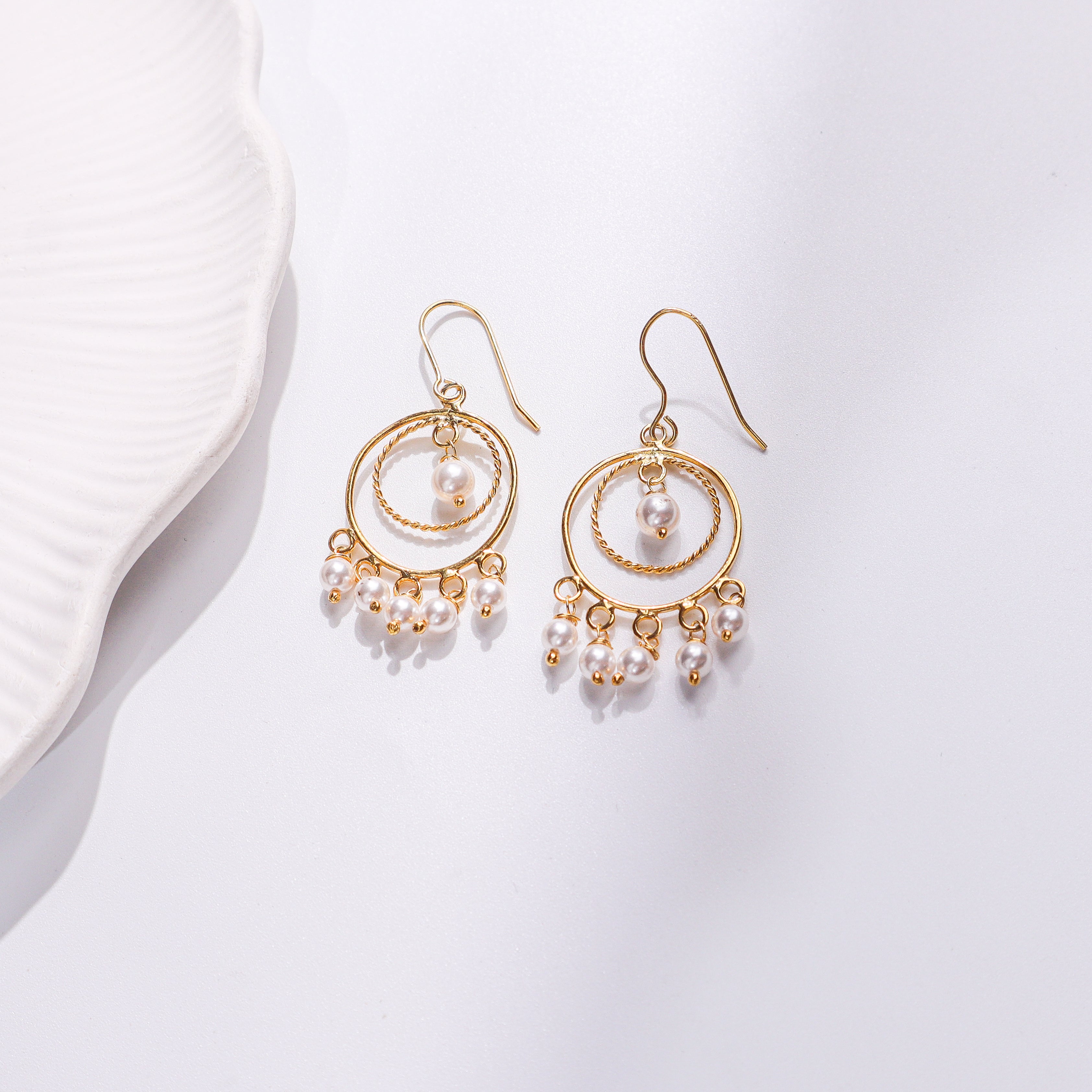 Pearl Chand Balis | 92.5 Silver Earrings | 22K Gold Plated | Size : Small