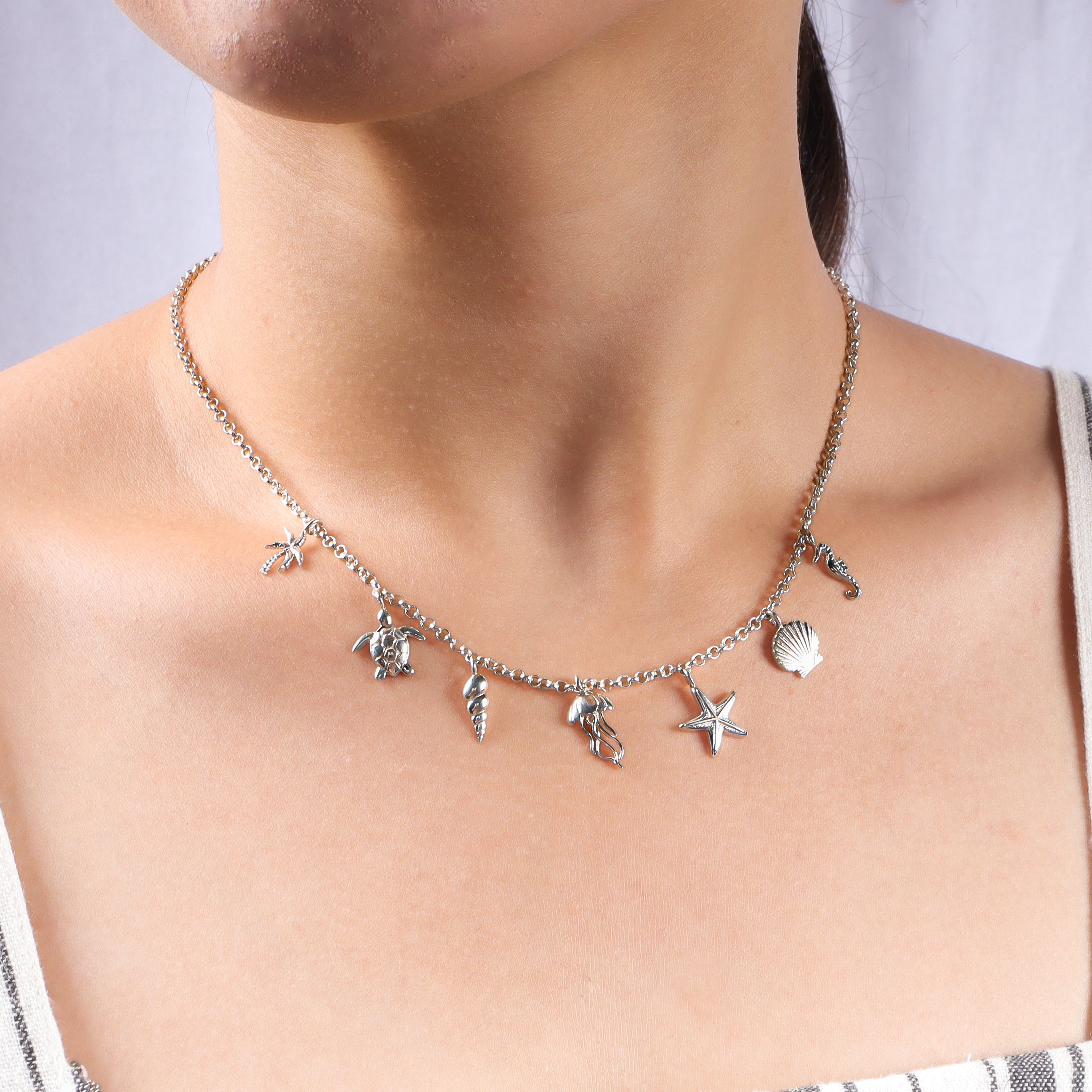 Silver Sea Charm Necklace
