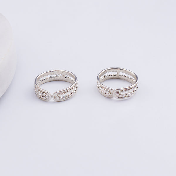 Silver Shiny Dotted Toe Ring
