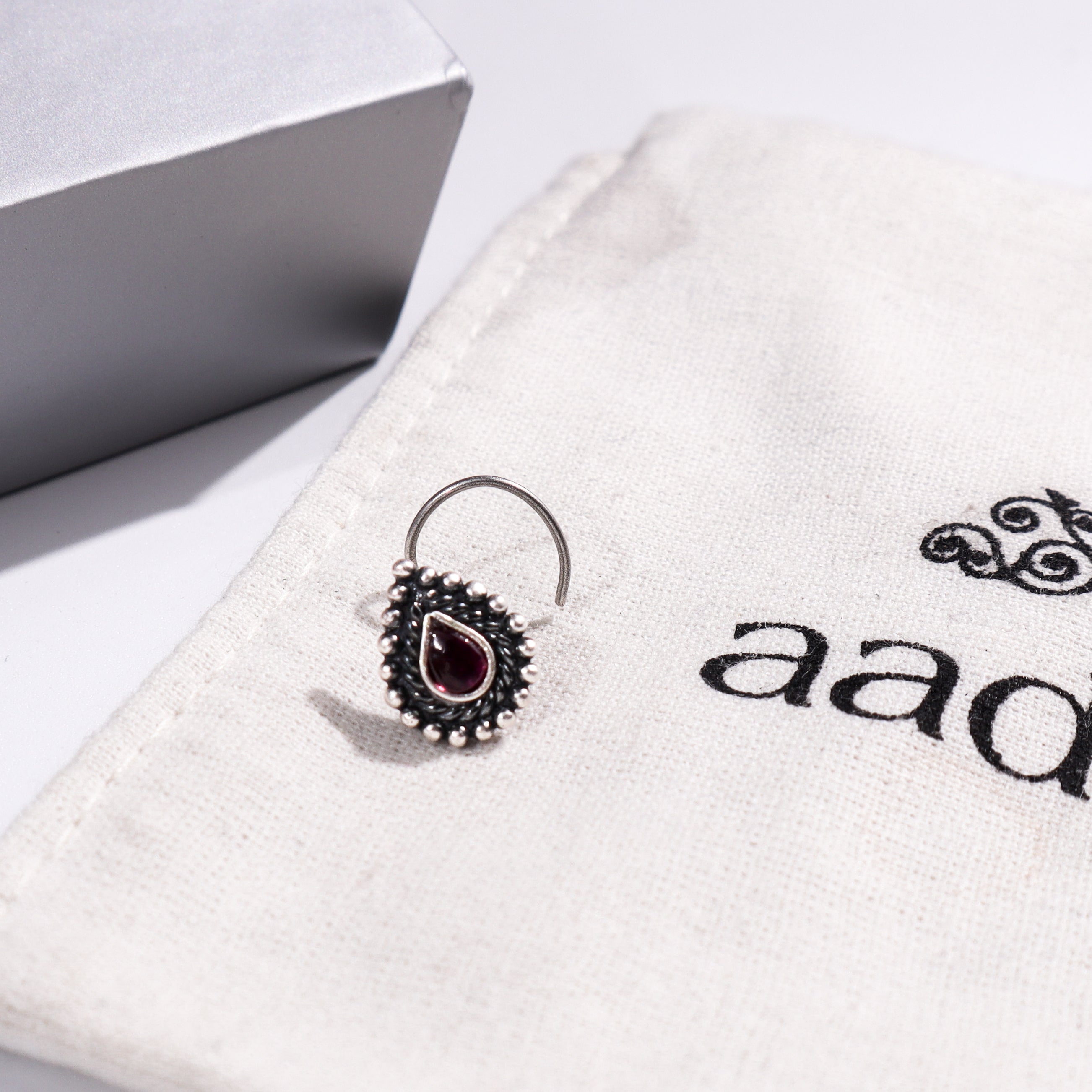 Parna Nose pin (Pierced) - Pink Stone