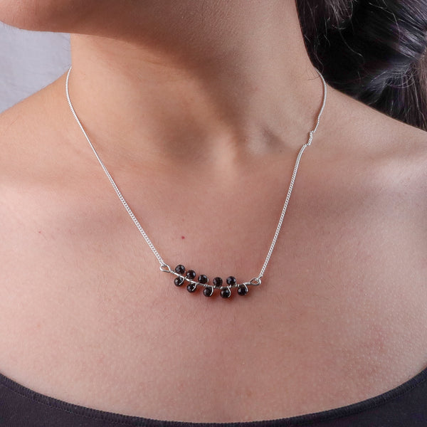 Black Spinel Wrapped Silver Chain Mangalsutra (Project Handmade)