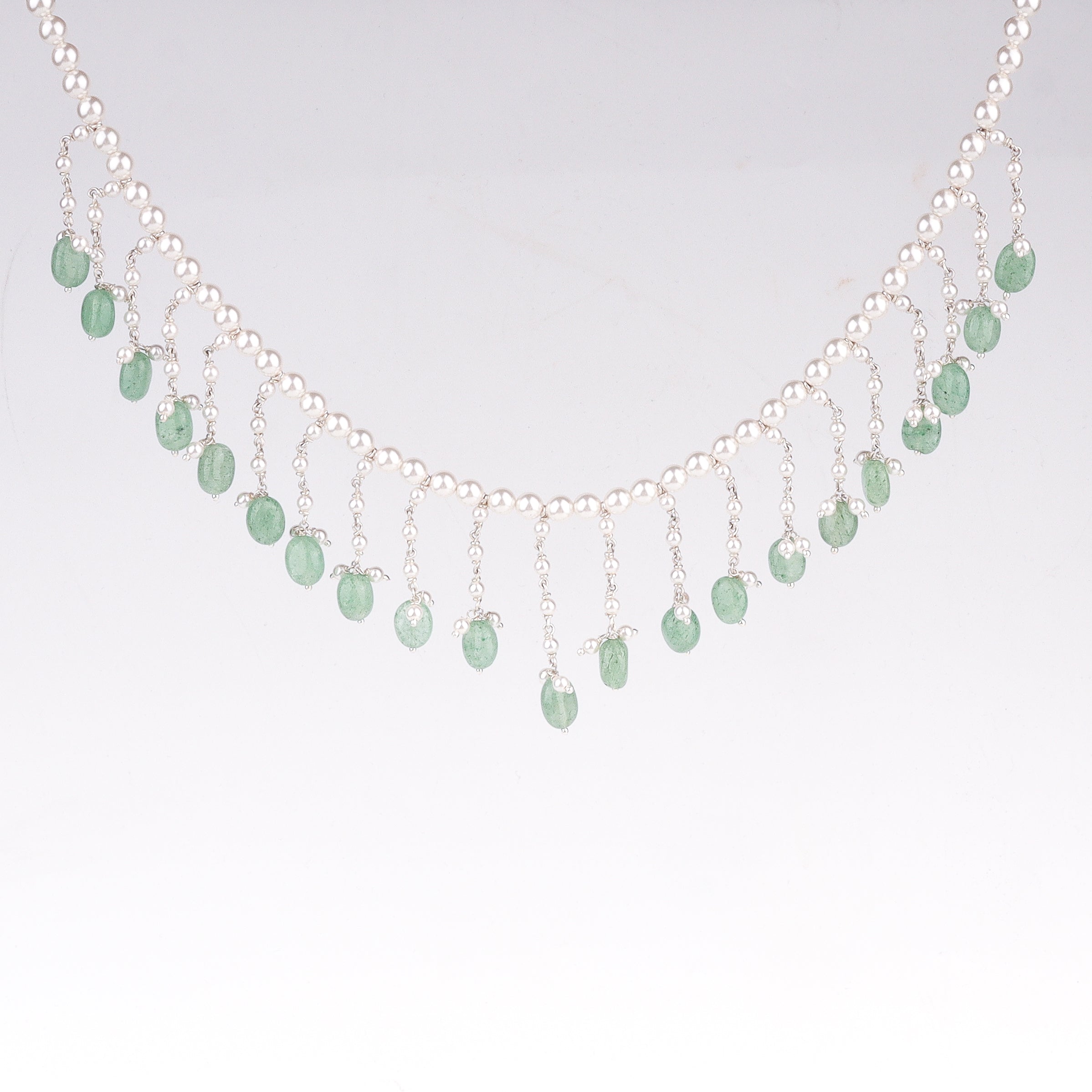 Handcrafted luxe necklace with pearls and Russian quartz polished finish