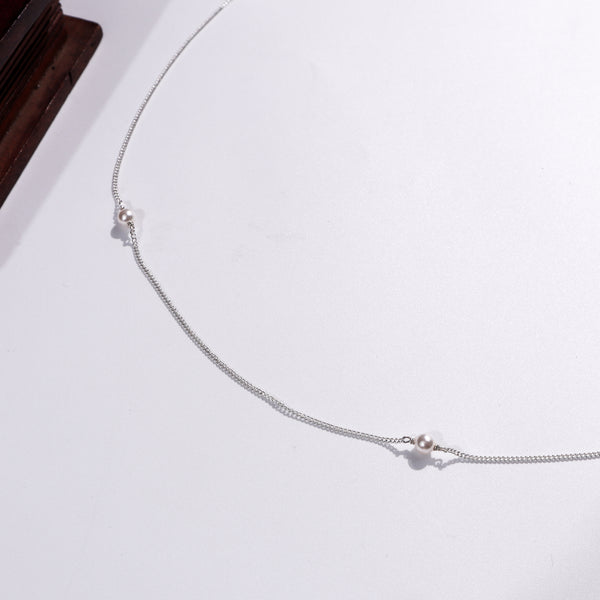 Elegant pearl silver necklace for women