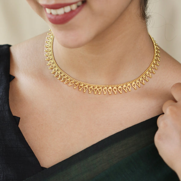 Gold-plated sterling silver necklace with teardrop motifs