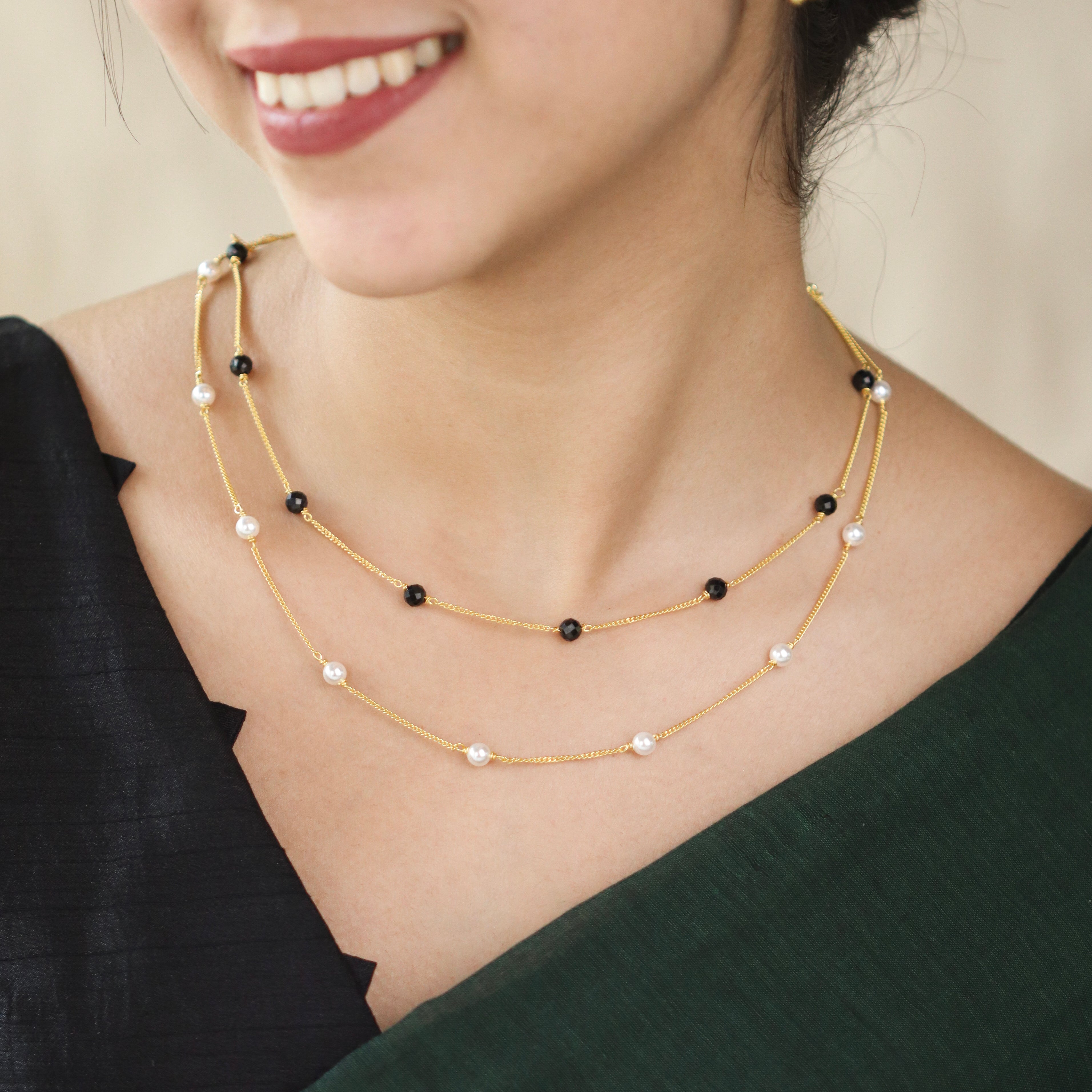 Three Way Silver Chain Mangalsutra | 92.5 Silver | 22K Gold Plated