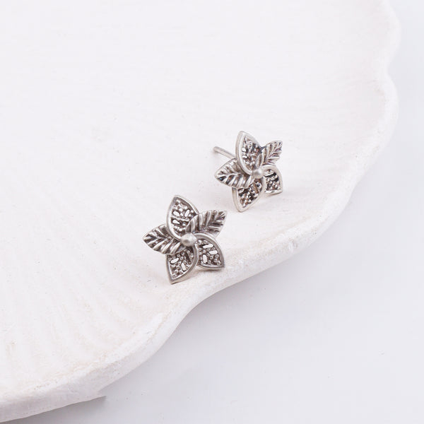 Carved Flower Stud Earrings