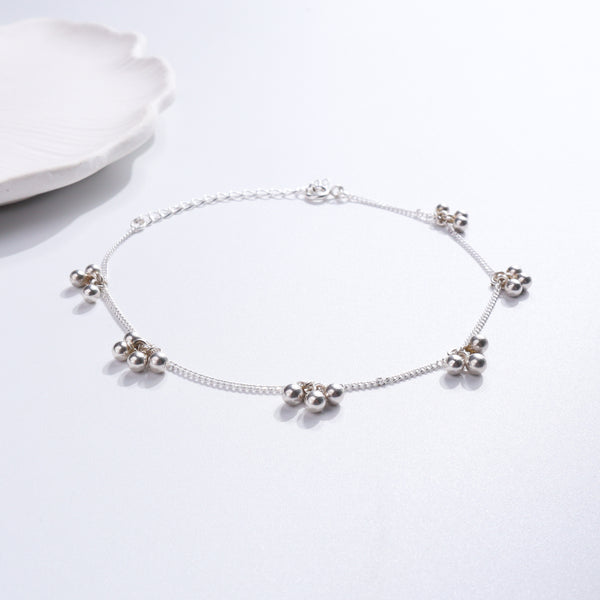 Silver Anklet with Ball Charms
