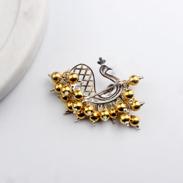 Swarna Rajat | The Peacock Filigree Brooch | 92.5 Silver | Dual tone (Made to Order)