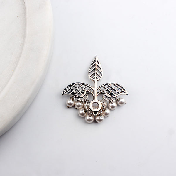 Leaf Filigree Brooch | 92.5 Silver | Oxidised Finish