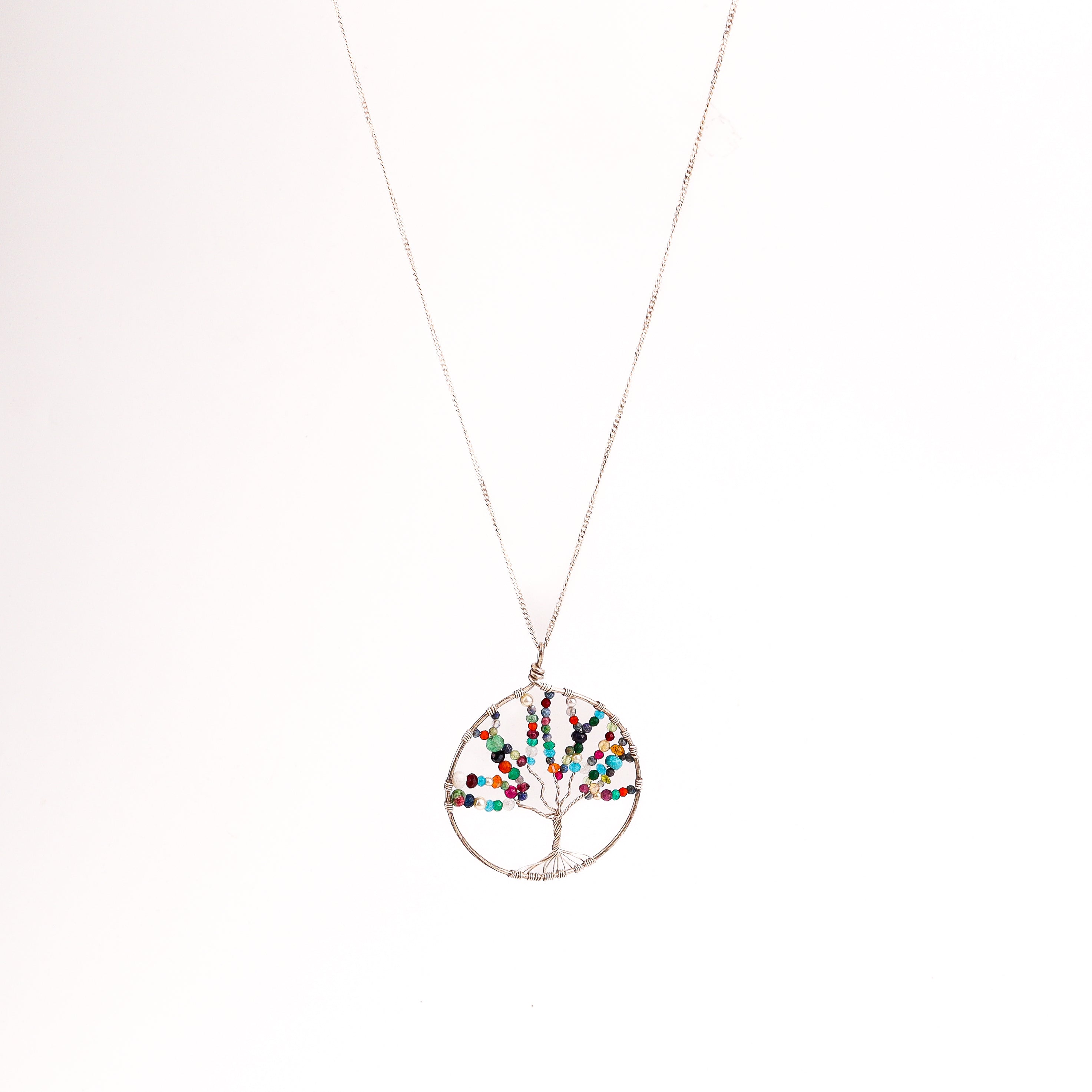 Detail shot highlighting semi precious stones and silver finish