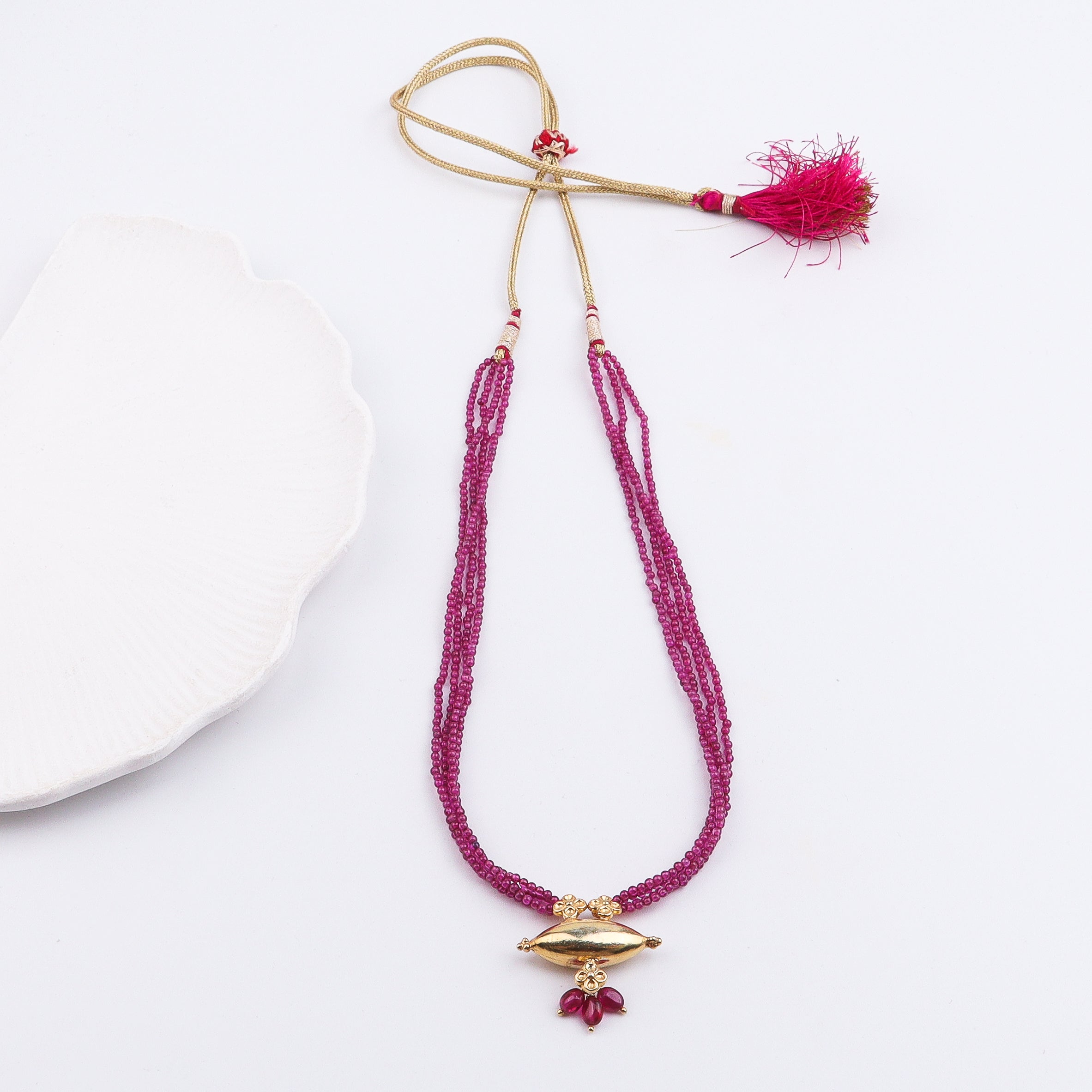 Tait Pendant Necklace with Rubies | 22K Gold-Plated