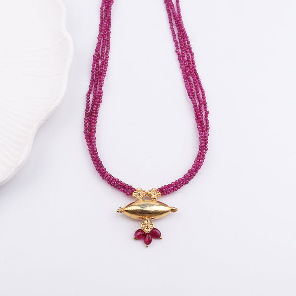 Tait Pendant Necklace with Rubies | 22K Gold-Plated