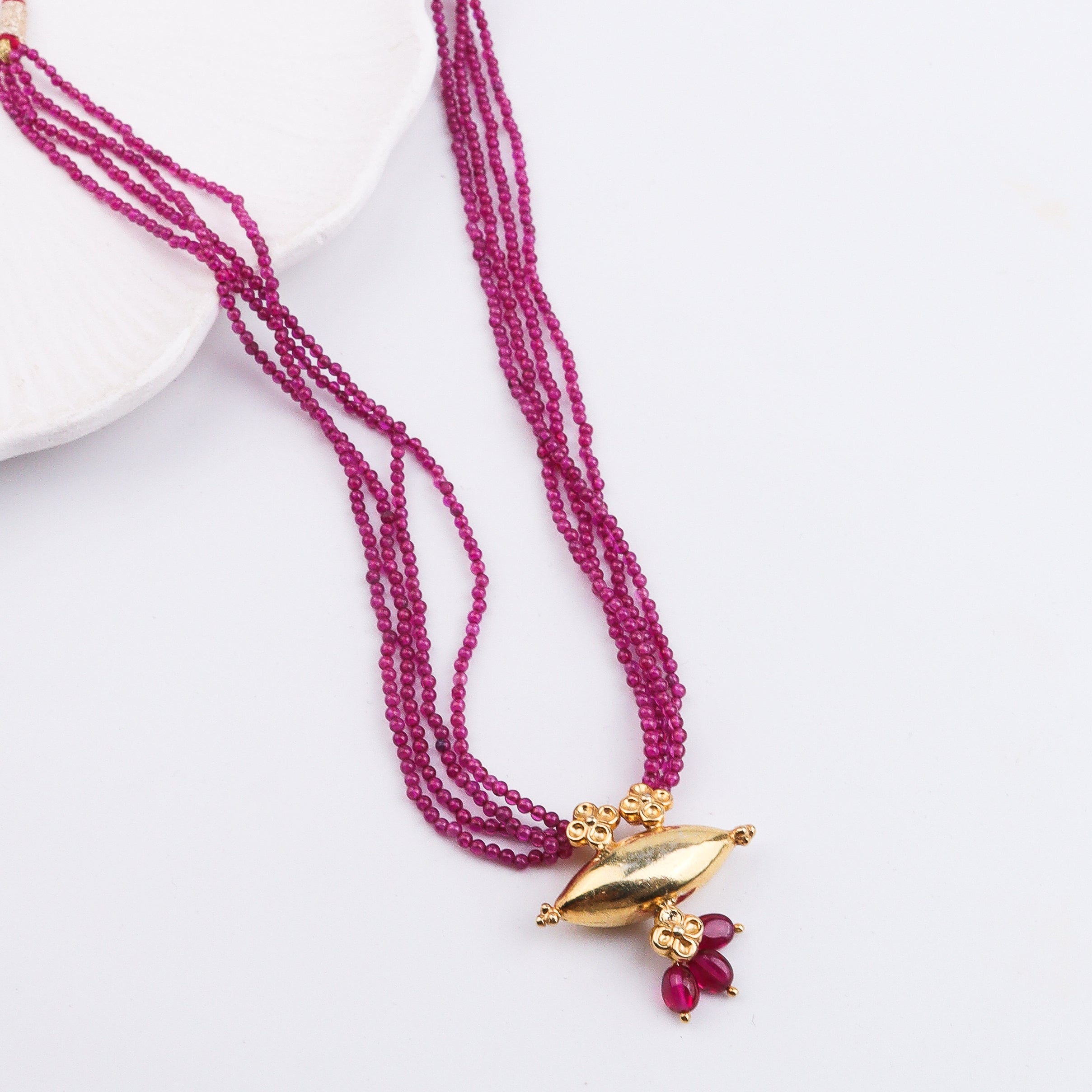 Tait Pendant Necklace with Rubies | 22K Gold-Plated