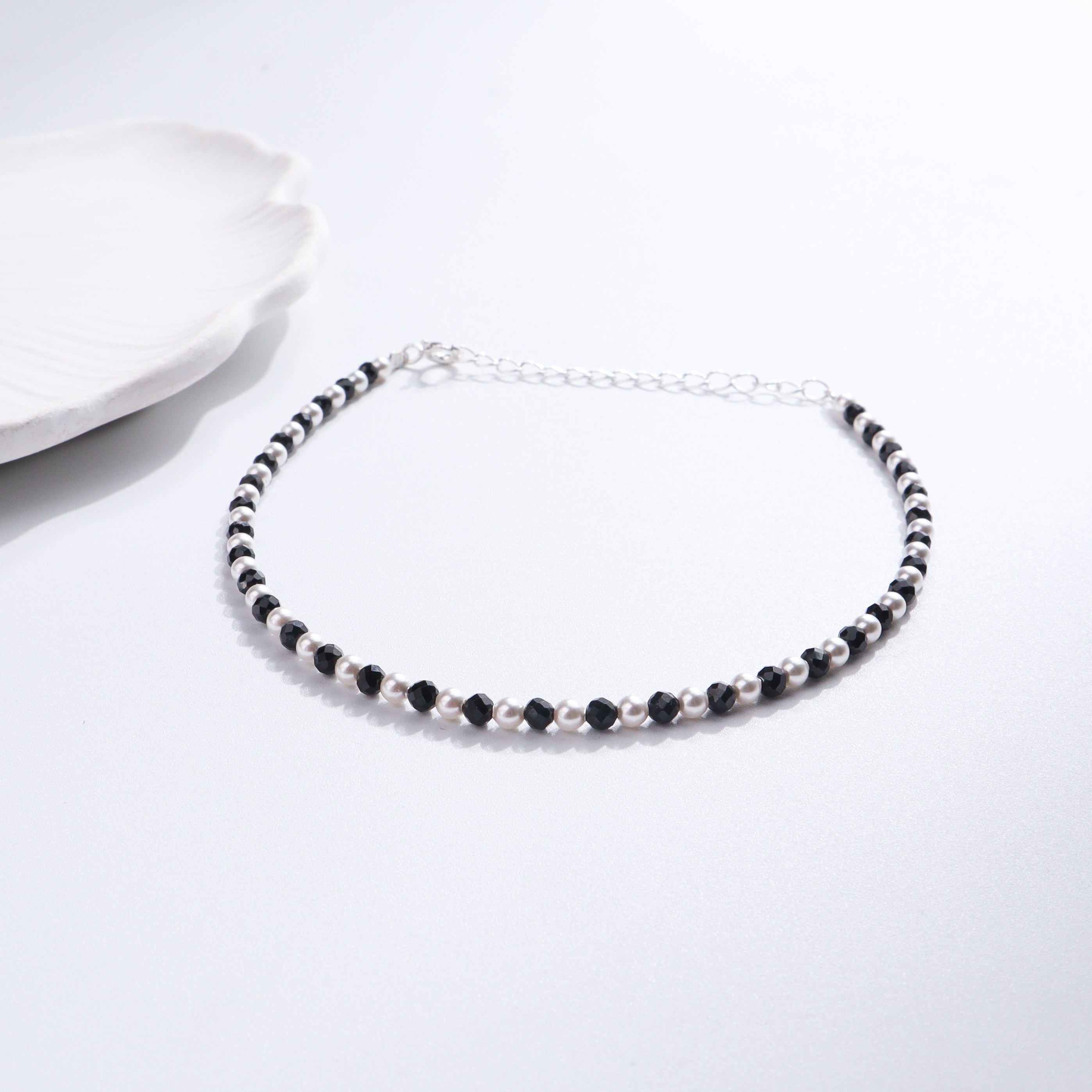Pearls and Black Spinel Anklet