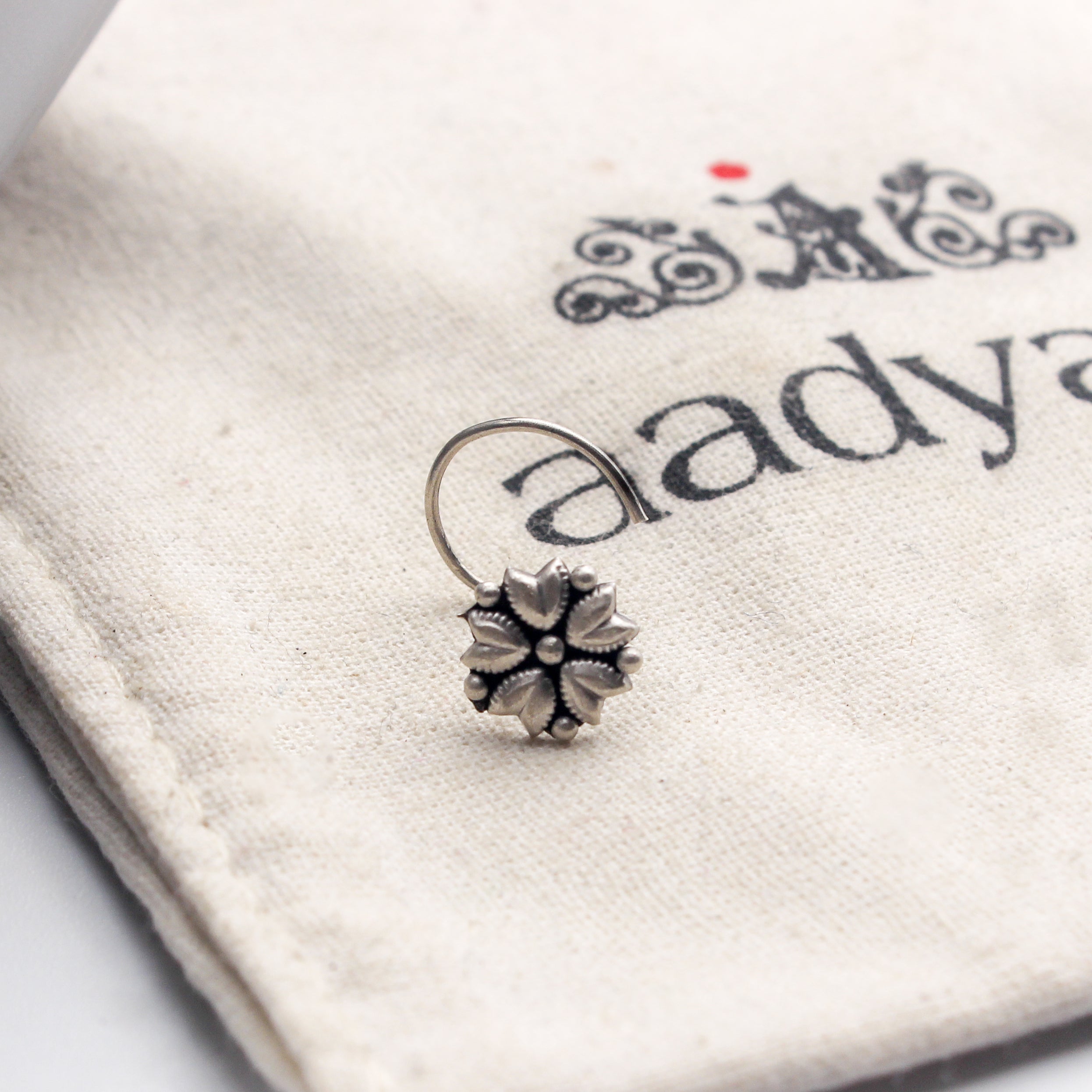 Mogra Nose Pin: Jasmine motif | 92.5 Sterling Silver