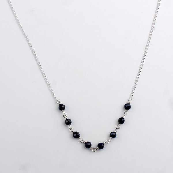Handmade Silver Mangalsutra : Faceted Black spinel ganthan