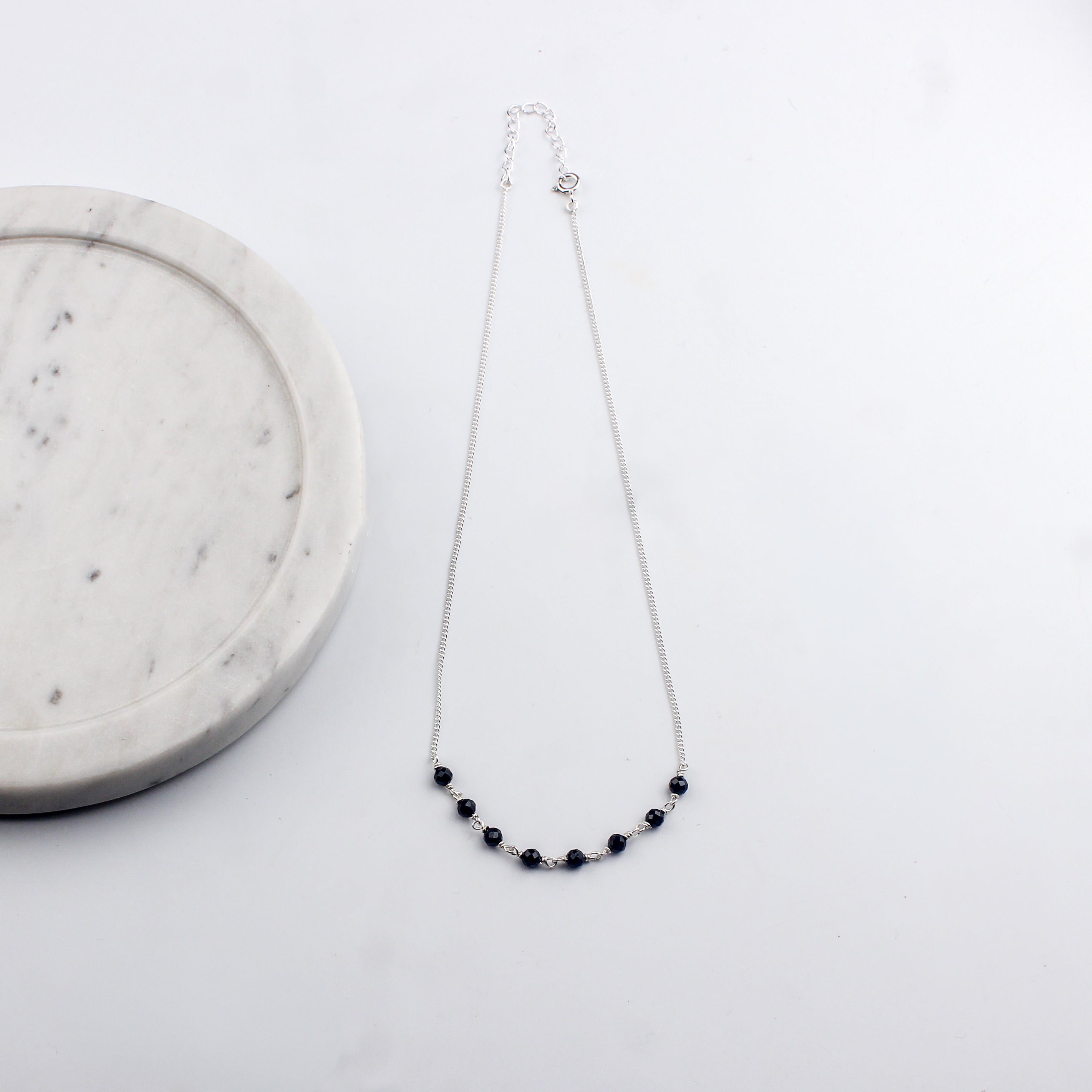 Handmade Silver Mangalsutra : Faceted Black spinel ganthan