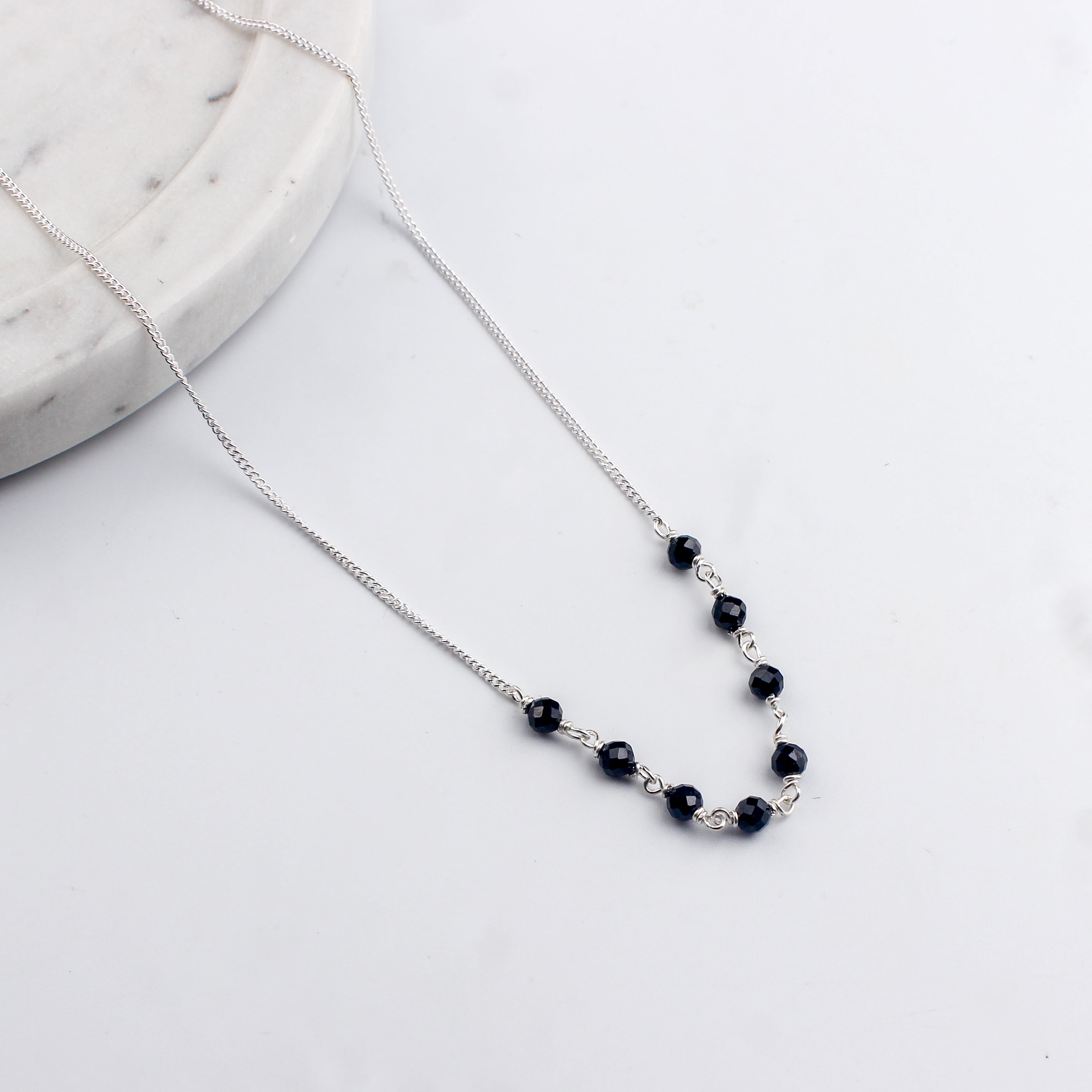 Handmade Silver Mangalsutra : Faceted Black spinel ganthan