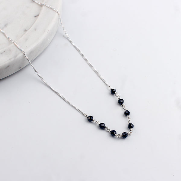 Handmade Silver Mangalsutra : Faceted Black spinel ganthan