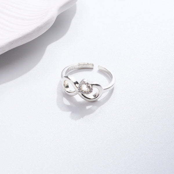 Silver CZ Infinity Heart Ring – 92.5 Silver