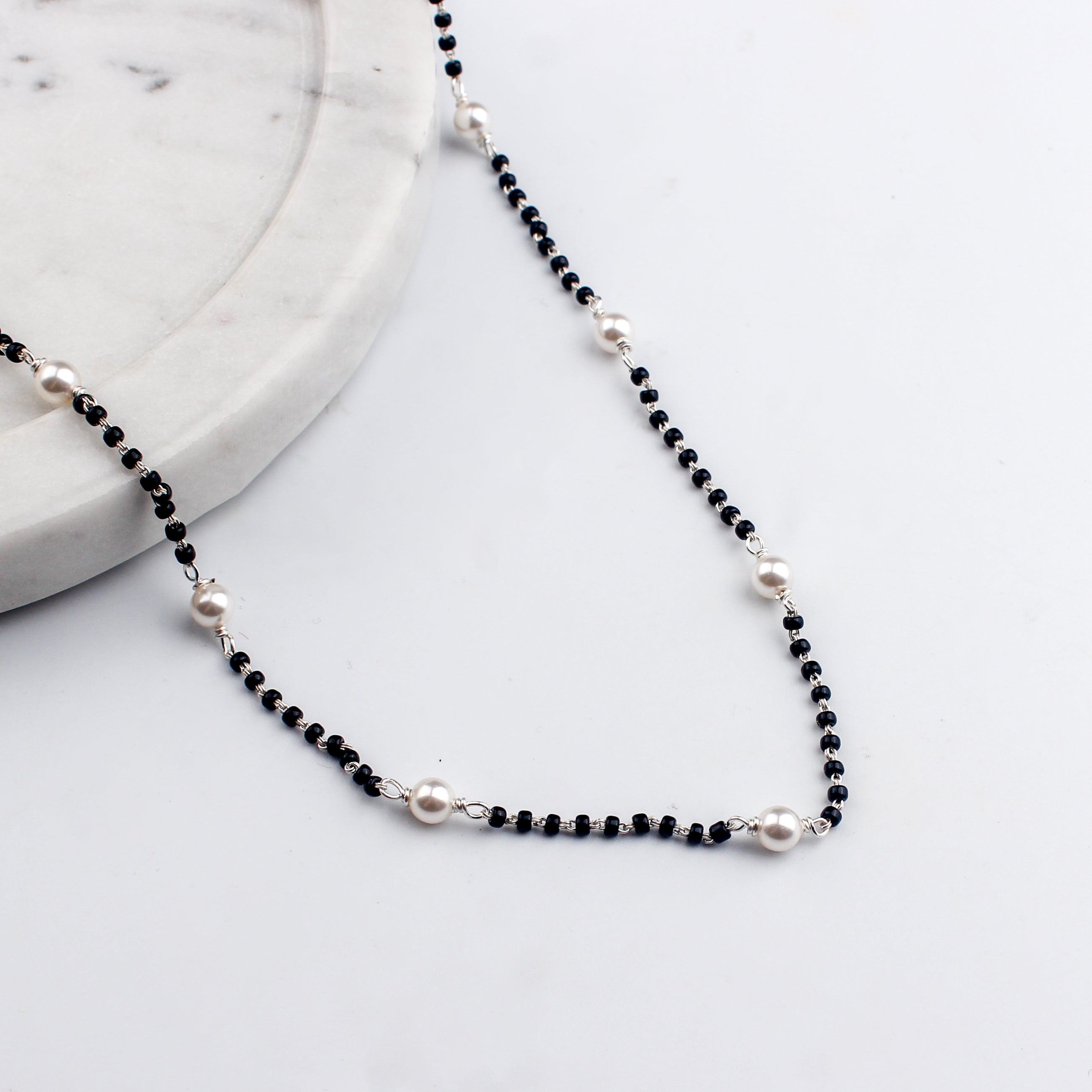 Silver Mangalsutra with pearls