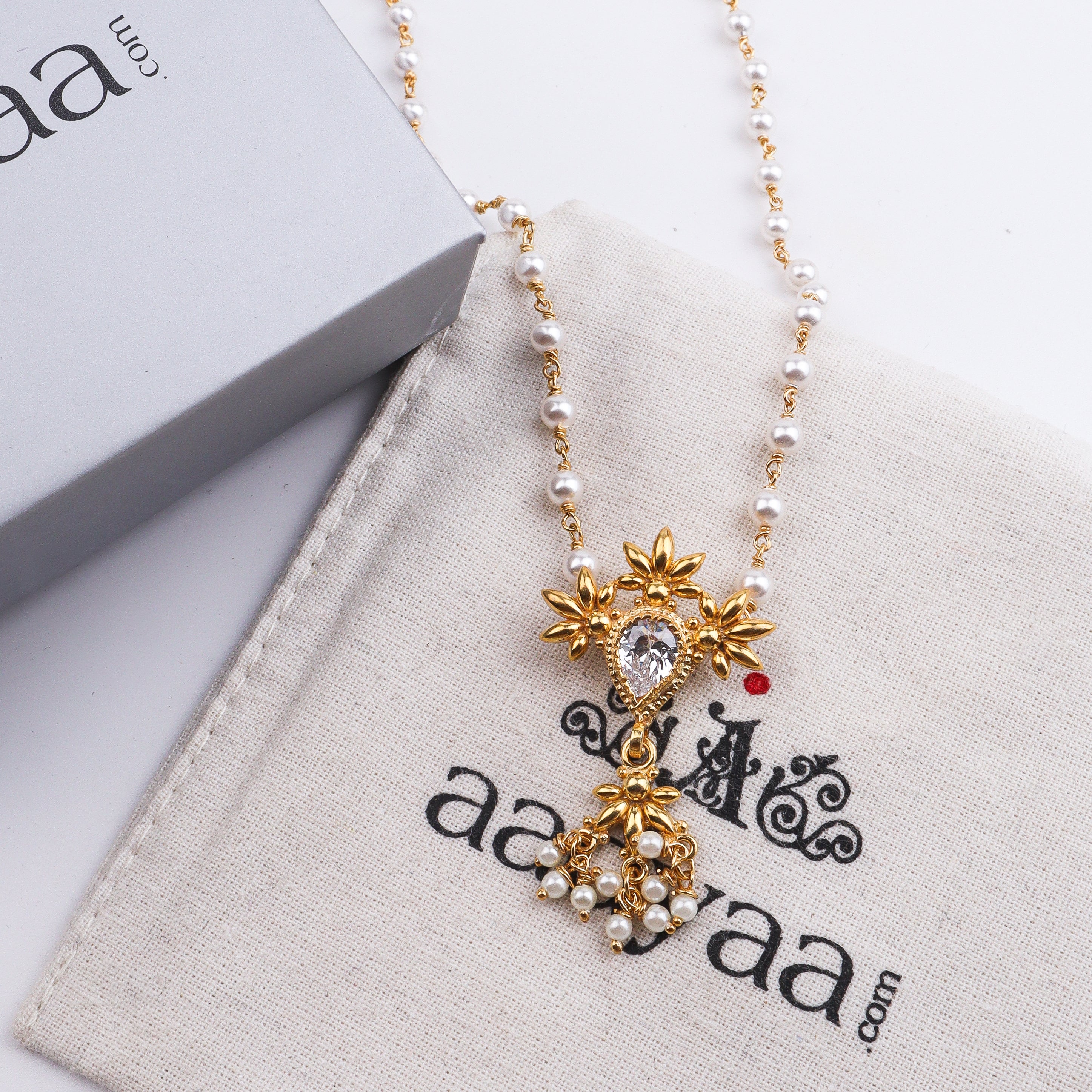 Petal Tanmani Necklace with Pearls | 22K Gold-Plated