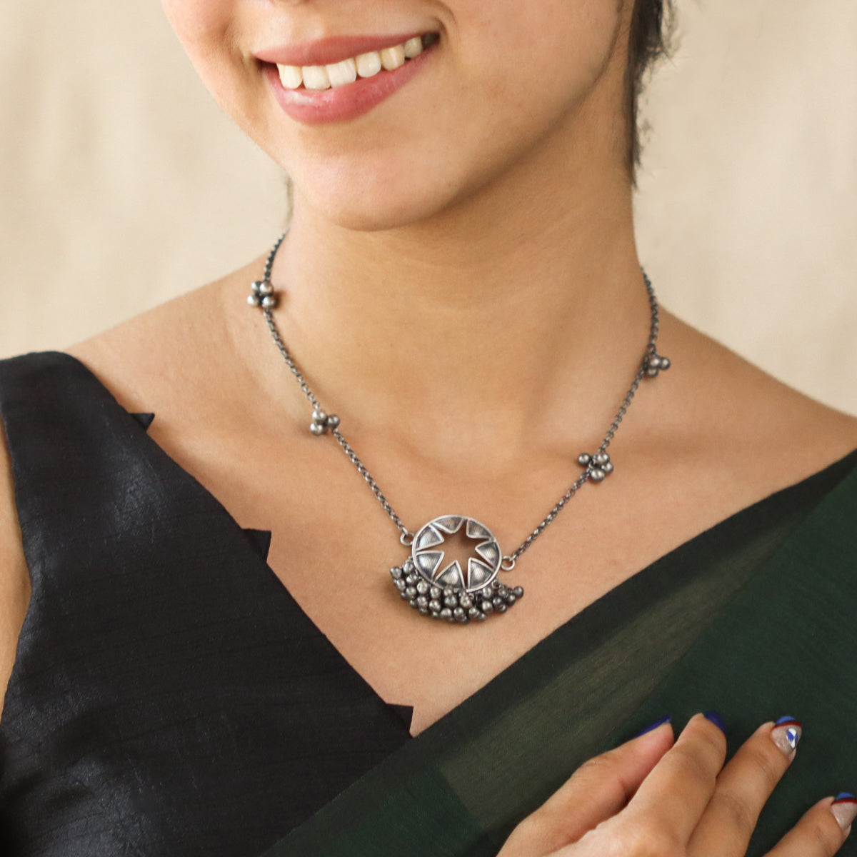 Chakra Ghungroo Oxidized Necklace