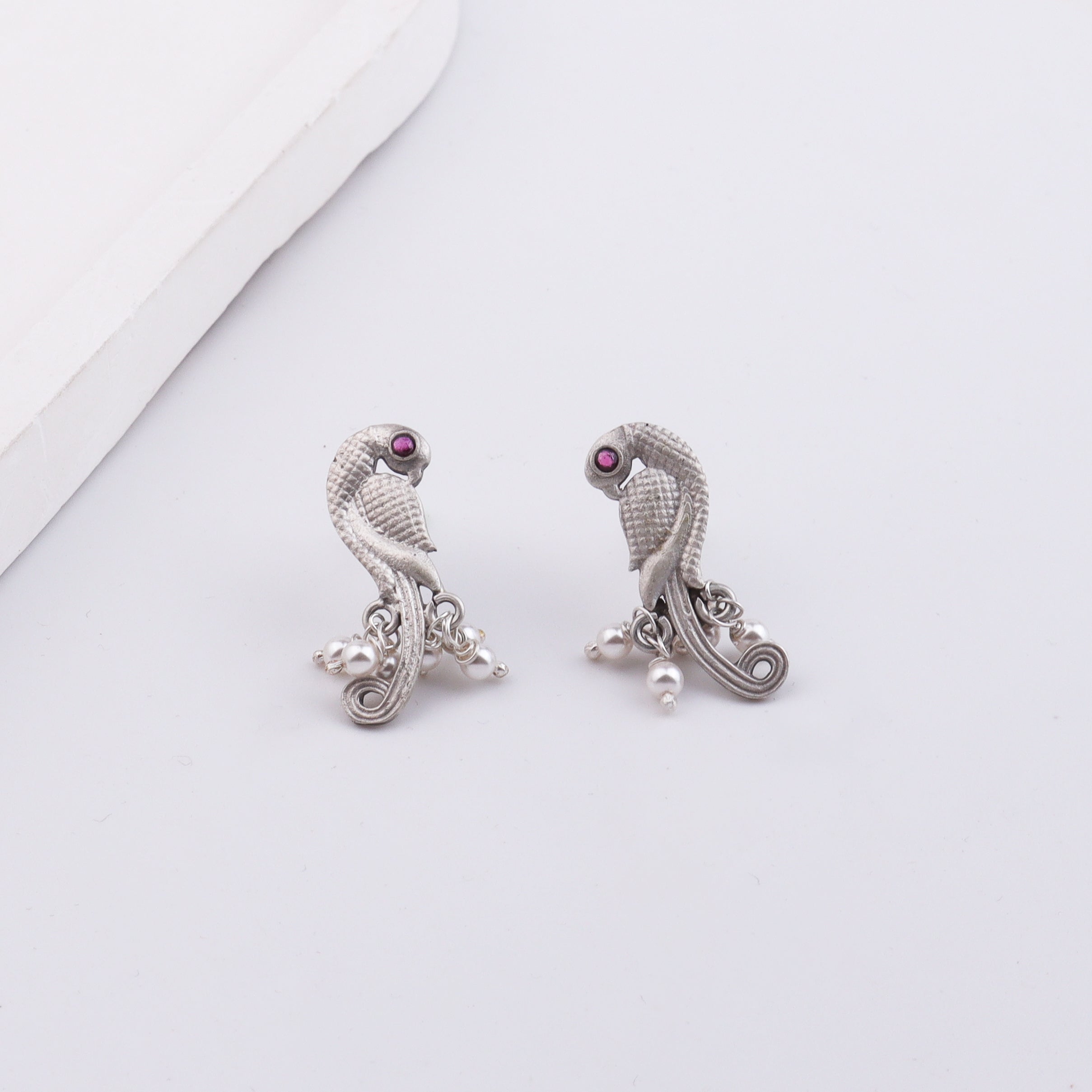 Parrot Earrings with Pearls