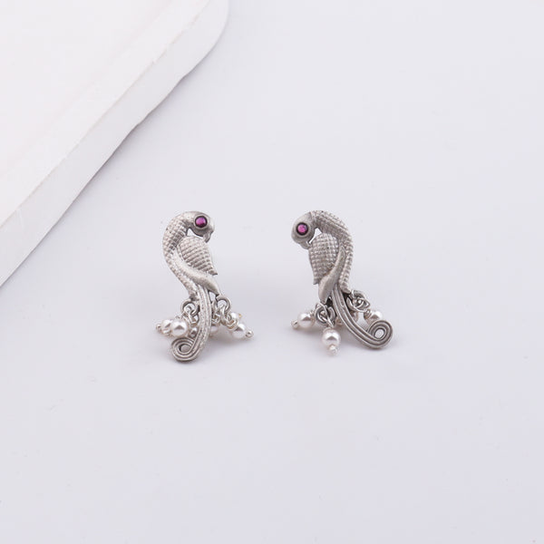 Parrot Earrings with Pearls (Made to Order)
