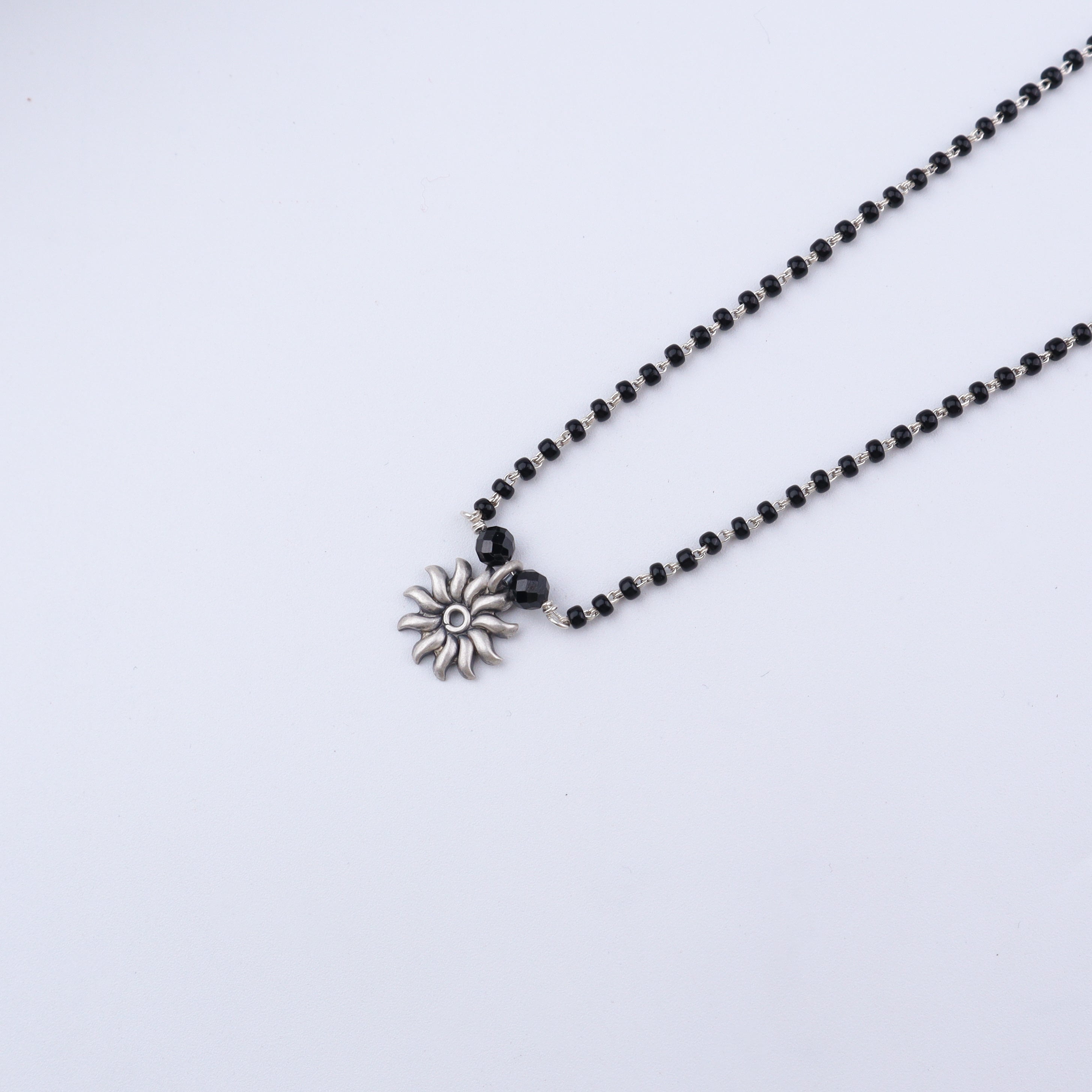 Minimal silver sun mangalsutra design