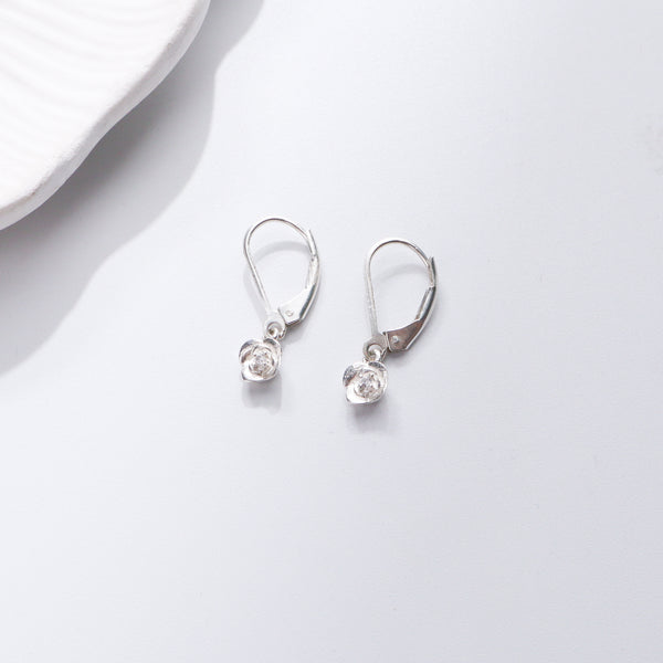 Silver CZ floral earrings for women