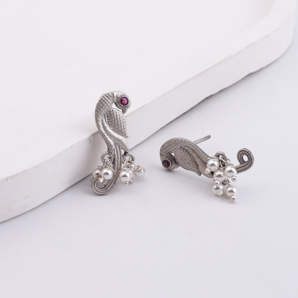 Parrot Earrings with Pearls (Made to Order)