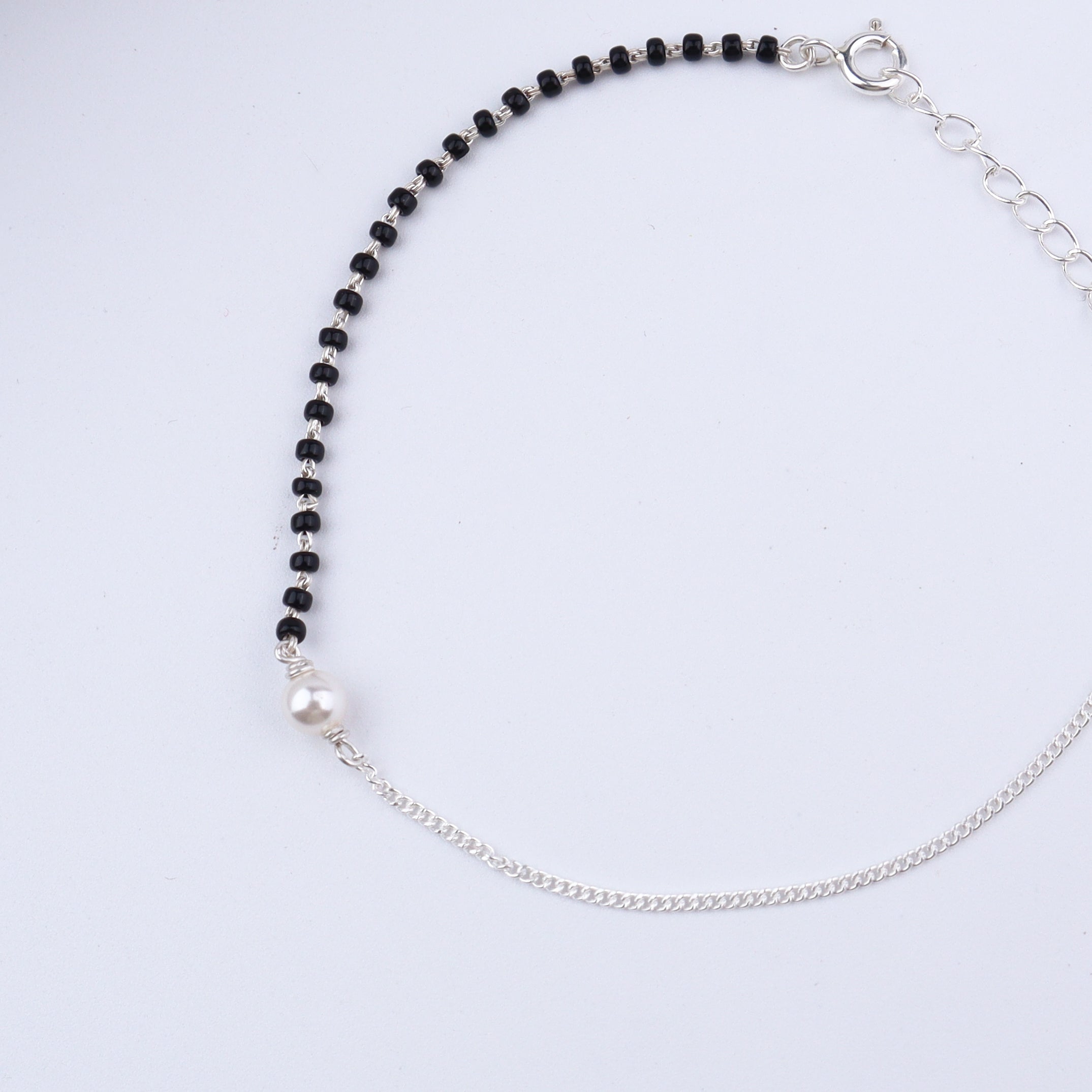 Silver Pearl Mangalsutra Bracelet