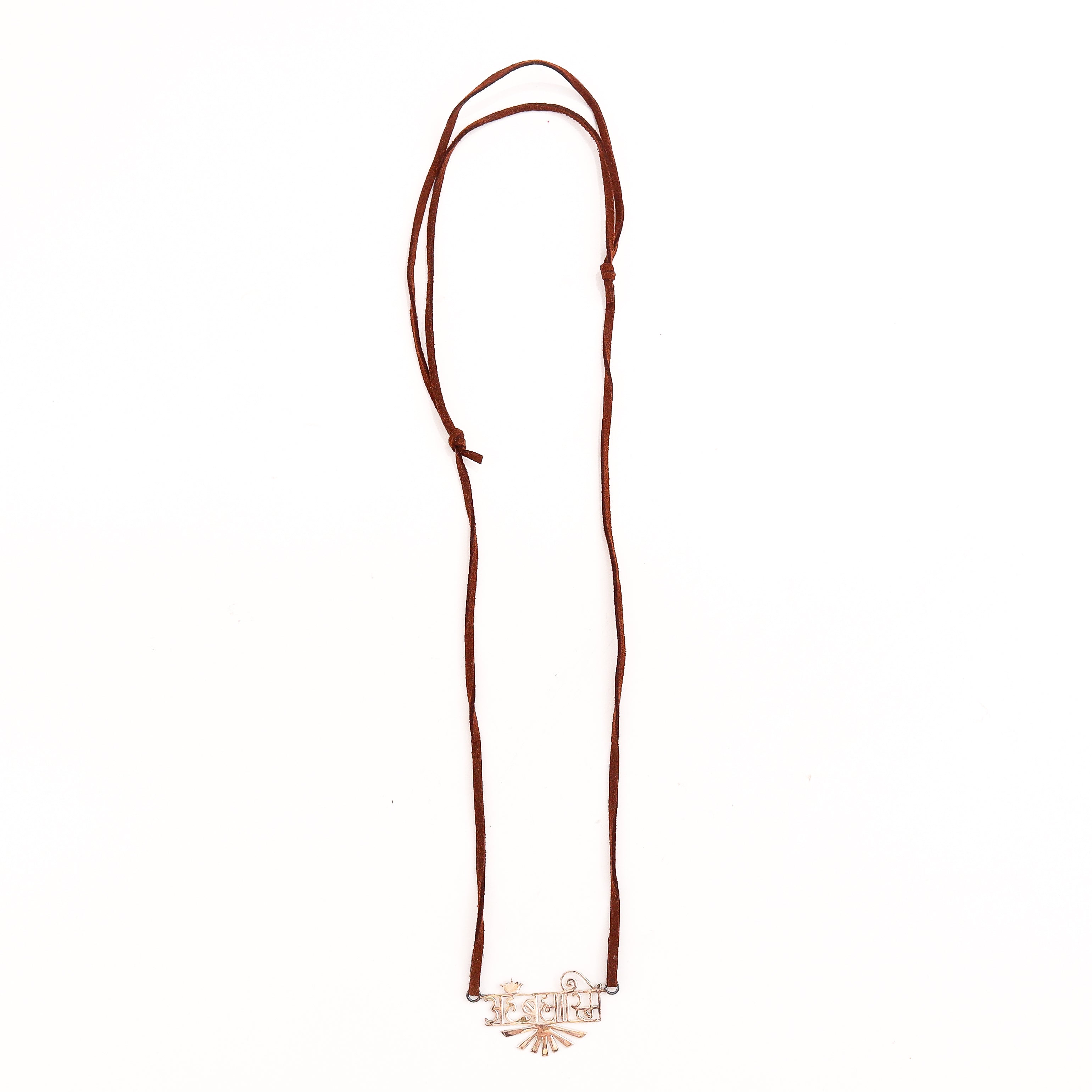 Ahambrahmasmi silver pendant with suede cord