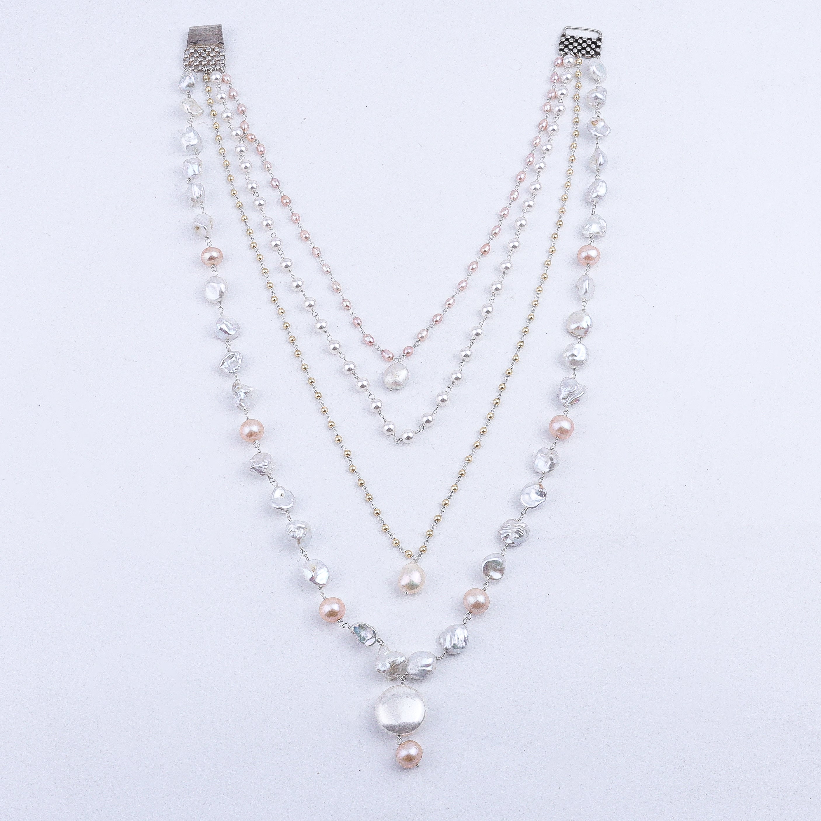 wearing Luxe mixed pearl necklace festive look