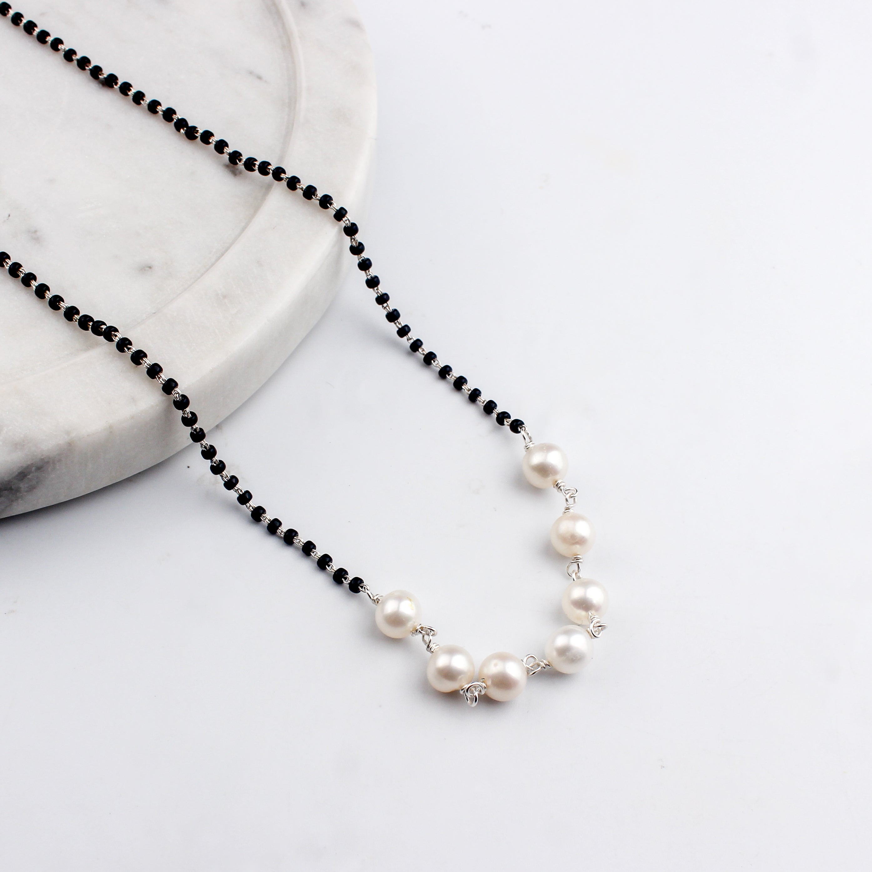 Handmade Silver Mangalsutra : Pearl Ganthan