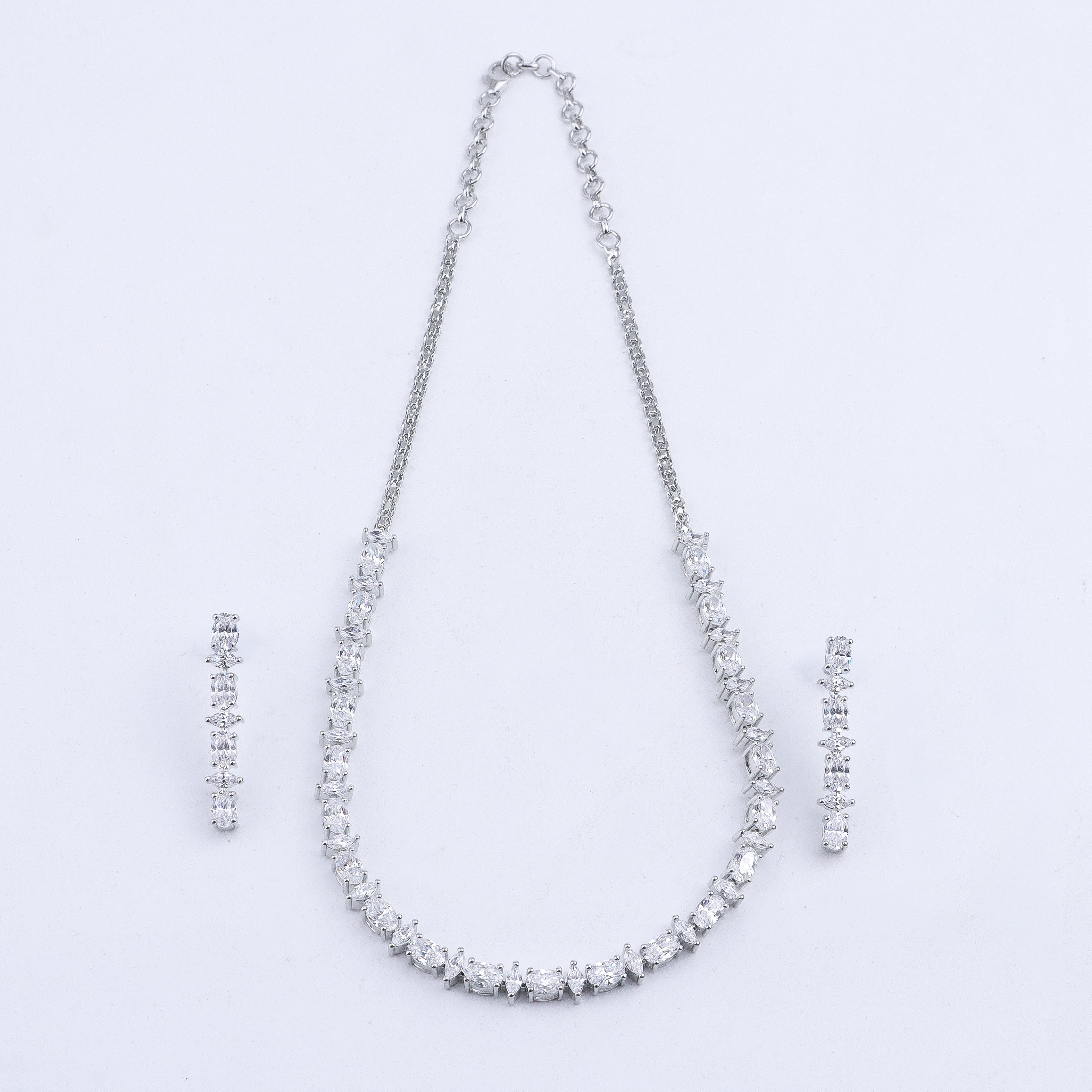Silver CZ Necklace and Earring Set