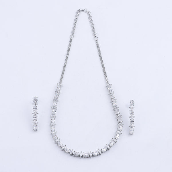 Silver CZ Necklace and Earring Set