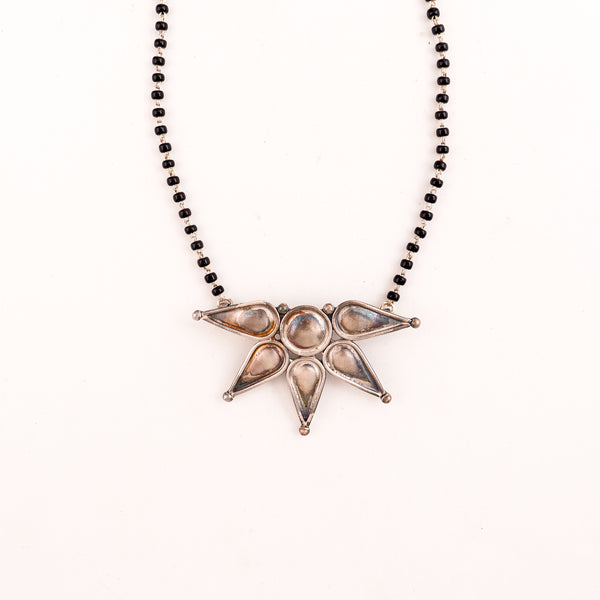 Silver Half Flower Mangalsutra