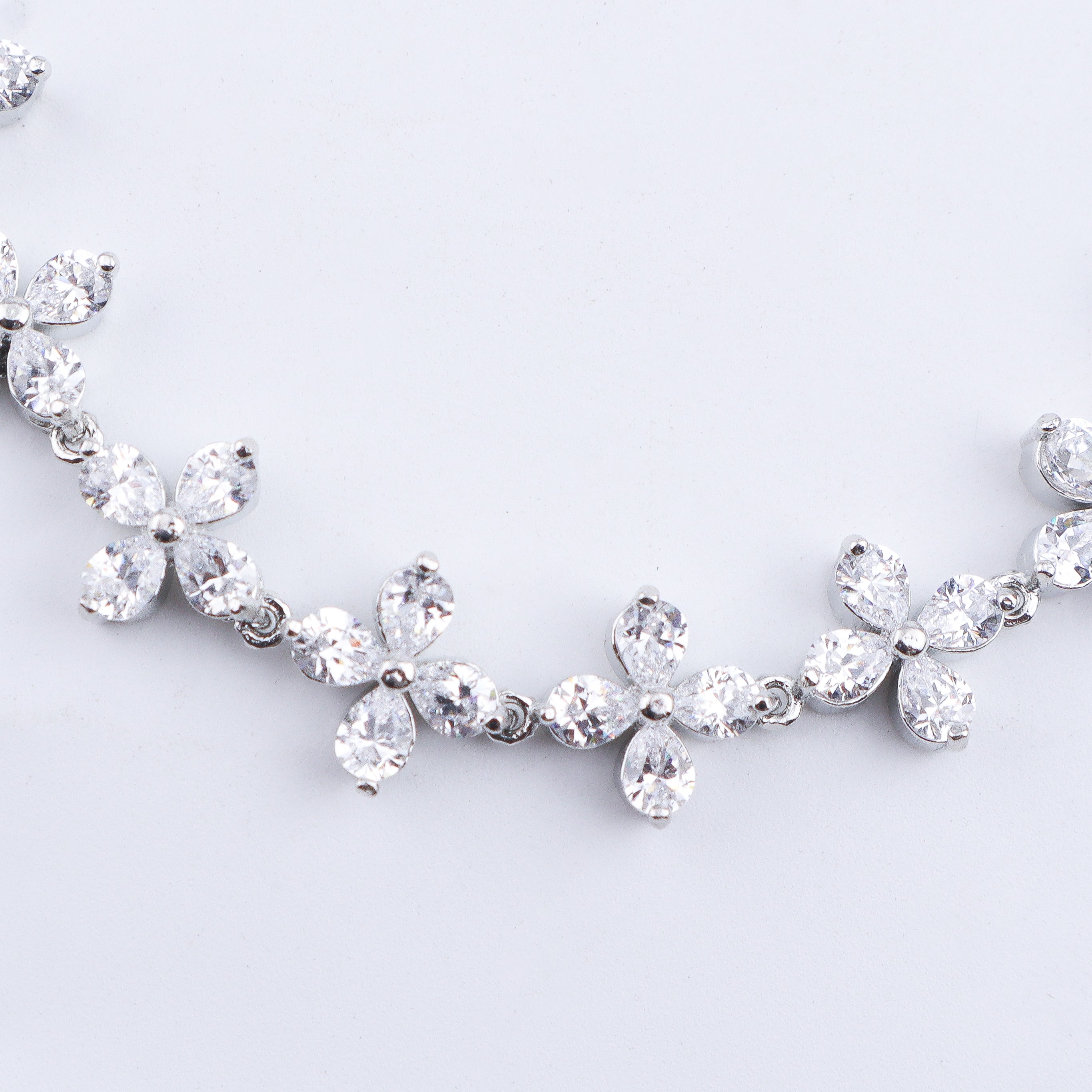 Silver CZ Necklace and Earring Set