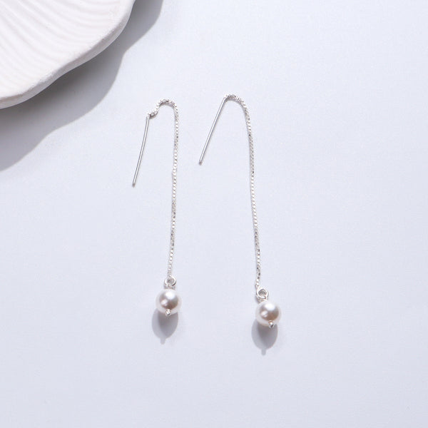 Silver pearl drop earrings