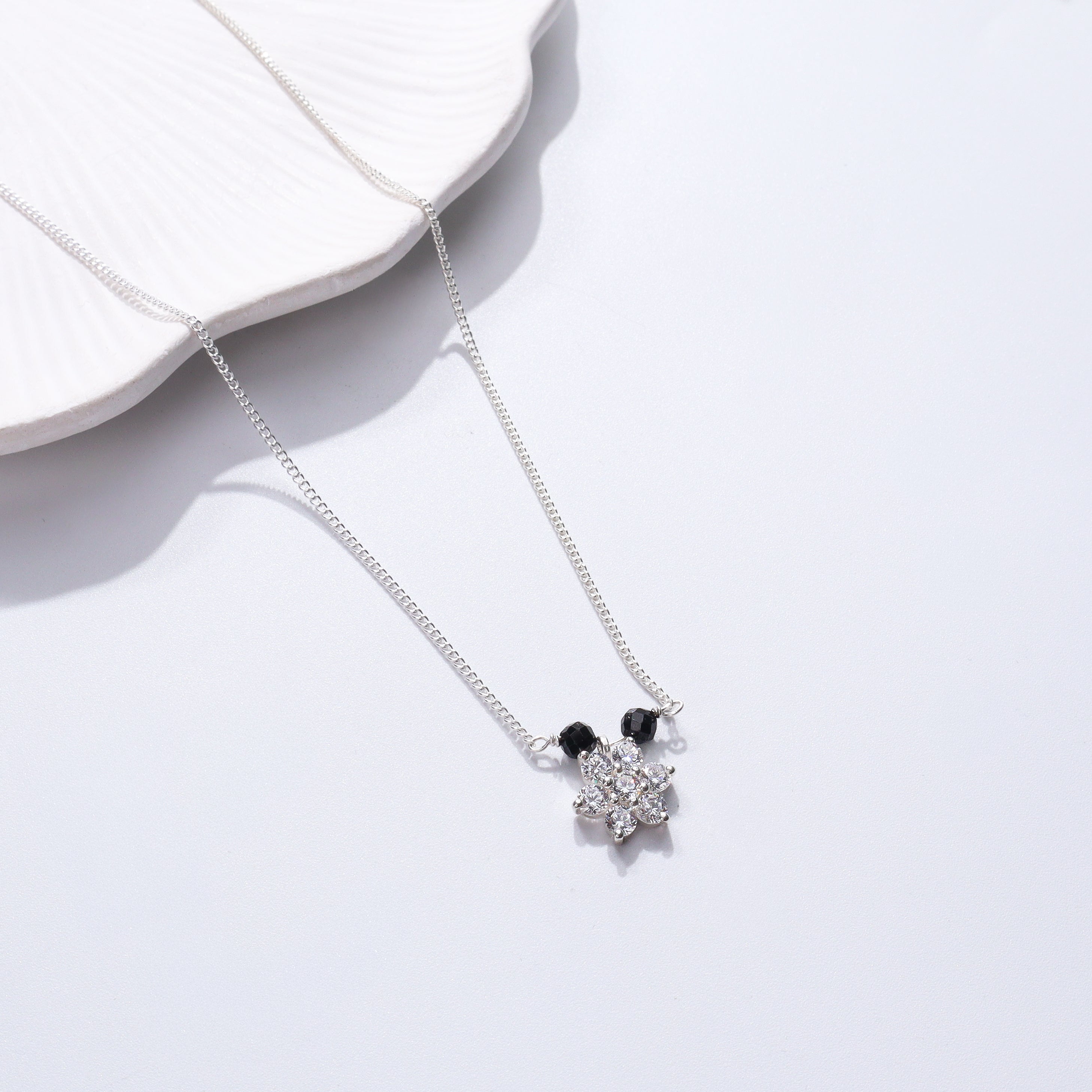 Big Single Flower Motif Chain Mangalsutra | CZ | 92.5 Silver