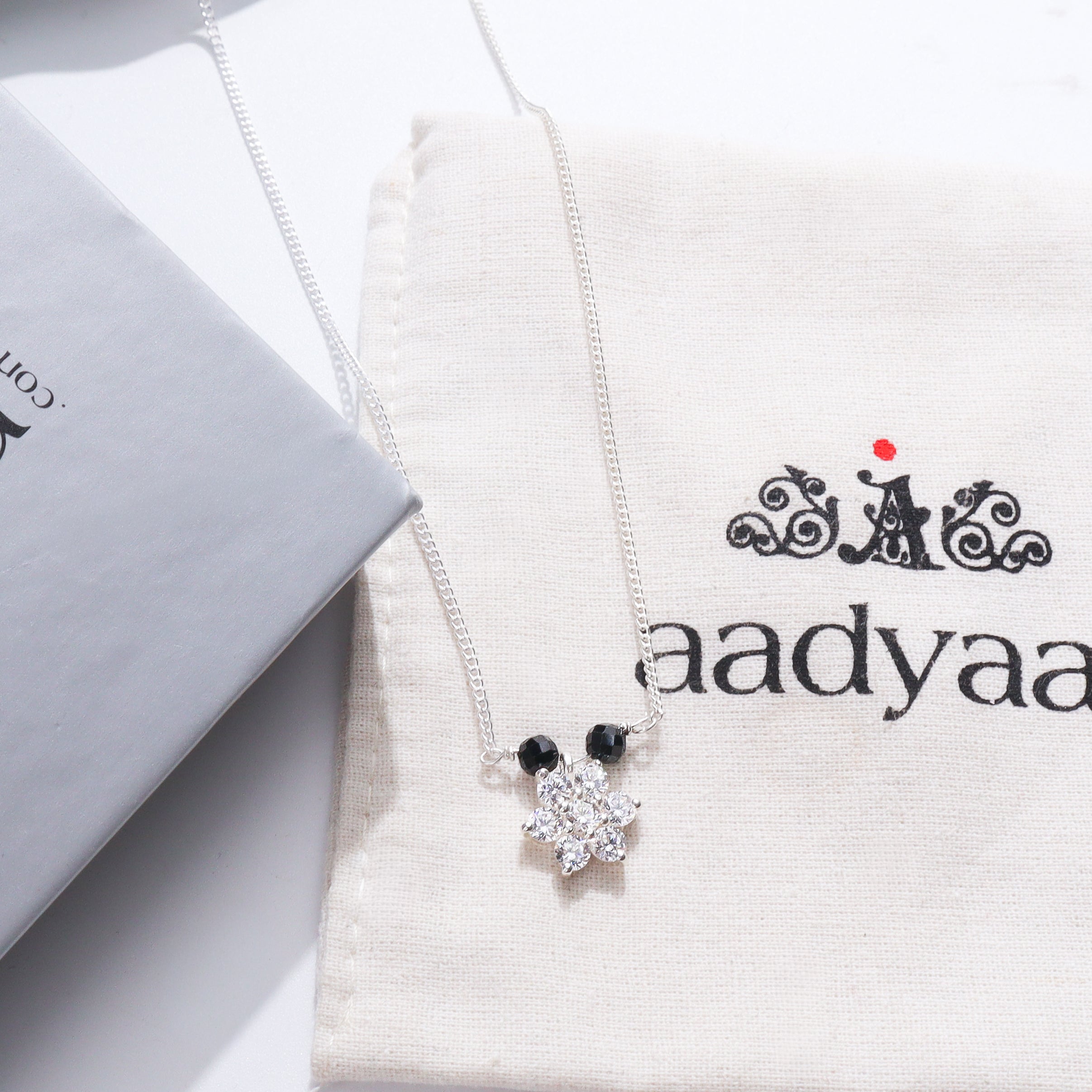 Big Single Flower Motif Chain Mangalsutra | CZ | 92.5 Silver